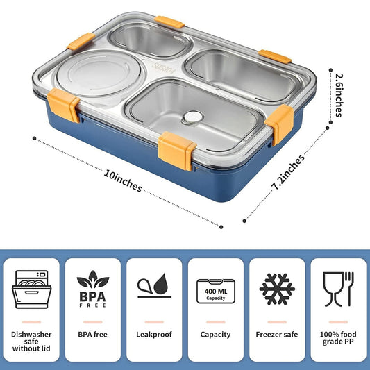 4-Compartment Stainless Steel Lunch Box