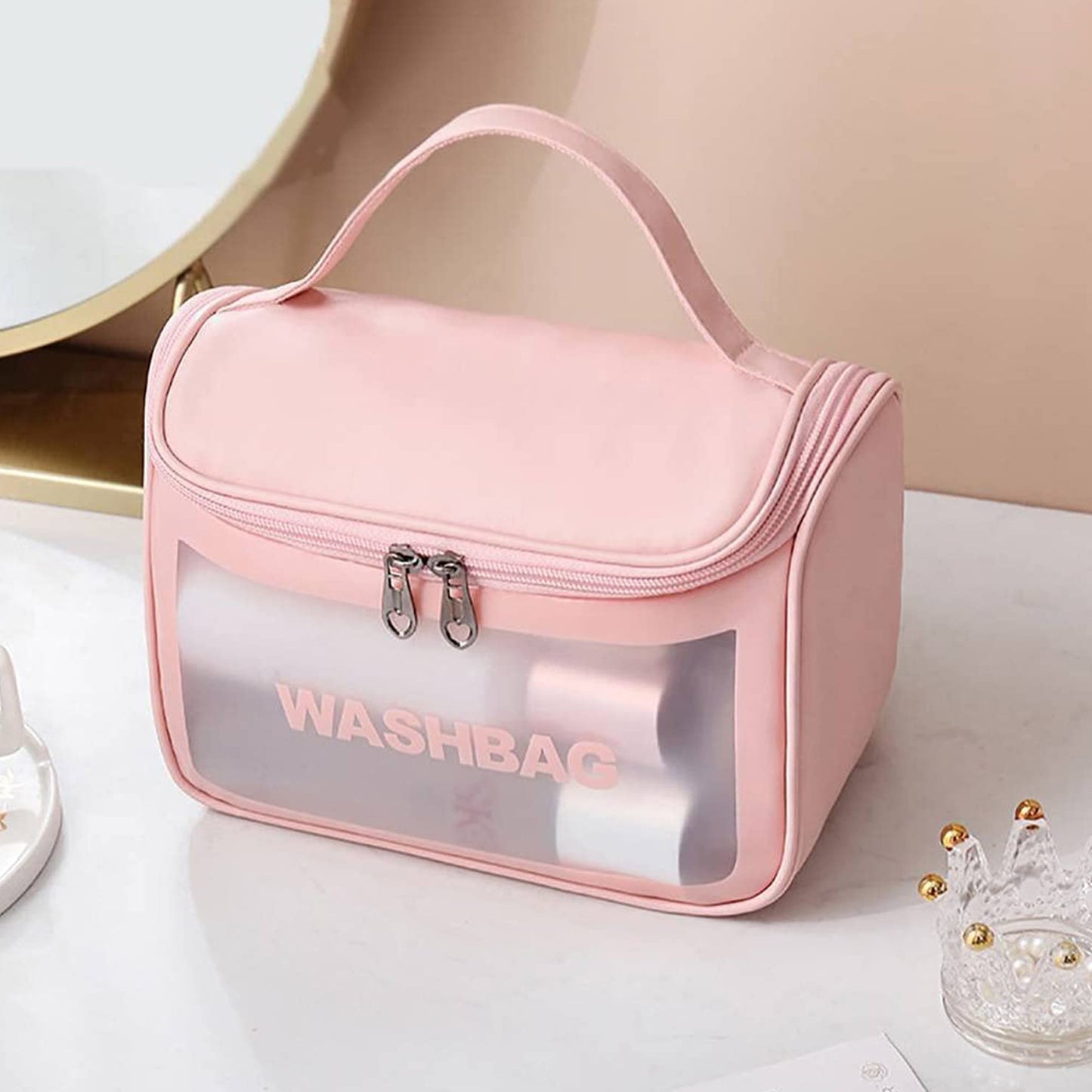 Pink Portable Travel Cosmetic Bag