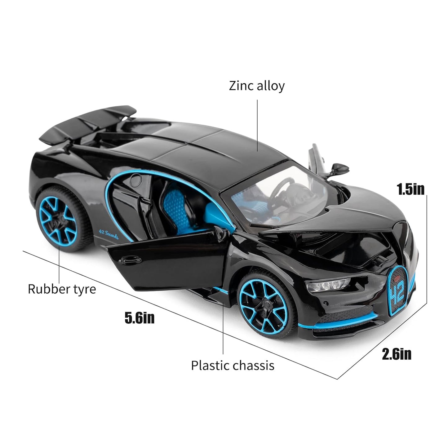 Bugatti Chiron 1:32 Die-Cast Pullback Car With Sound & Light