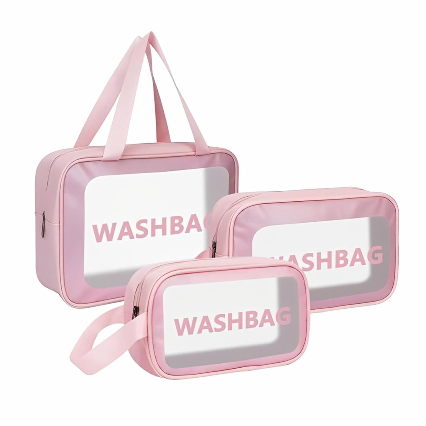 Pvc Cosmetic Pouch Make Up Wash Bag Set Of 3
