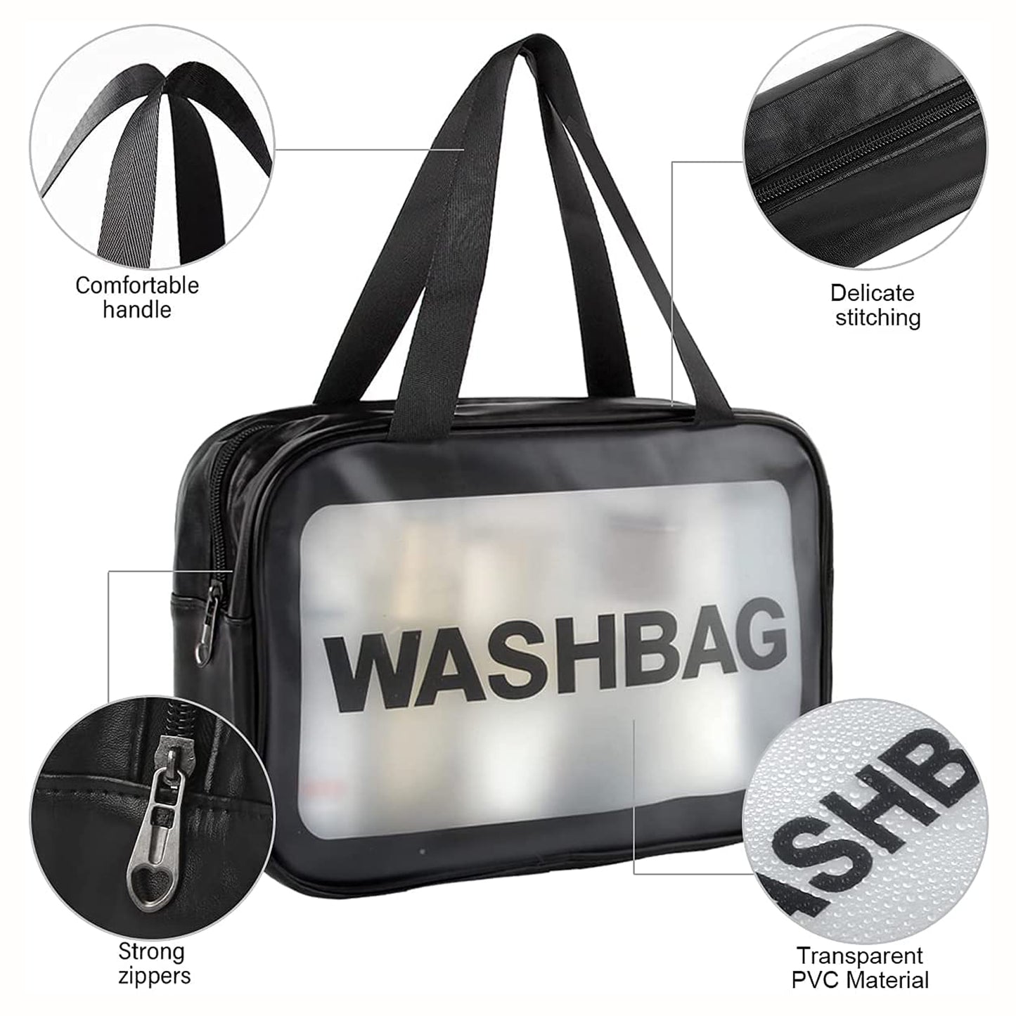 Pvc Cosmetic Pouch Make Up Wash Bag Set Of 3