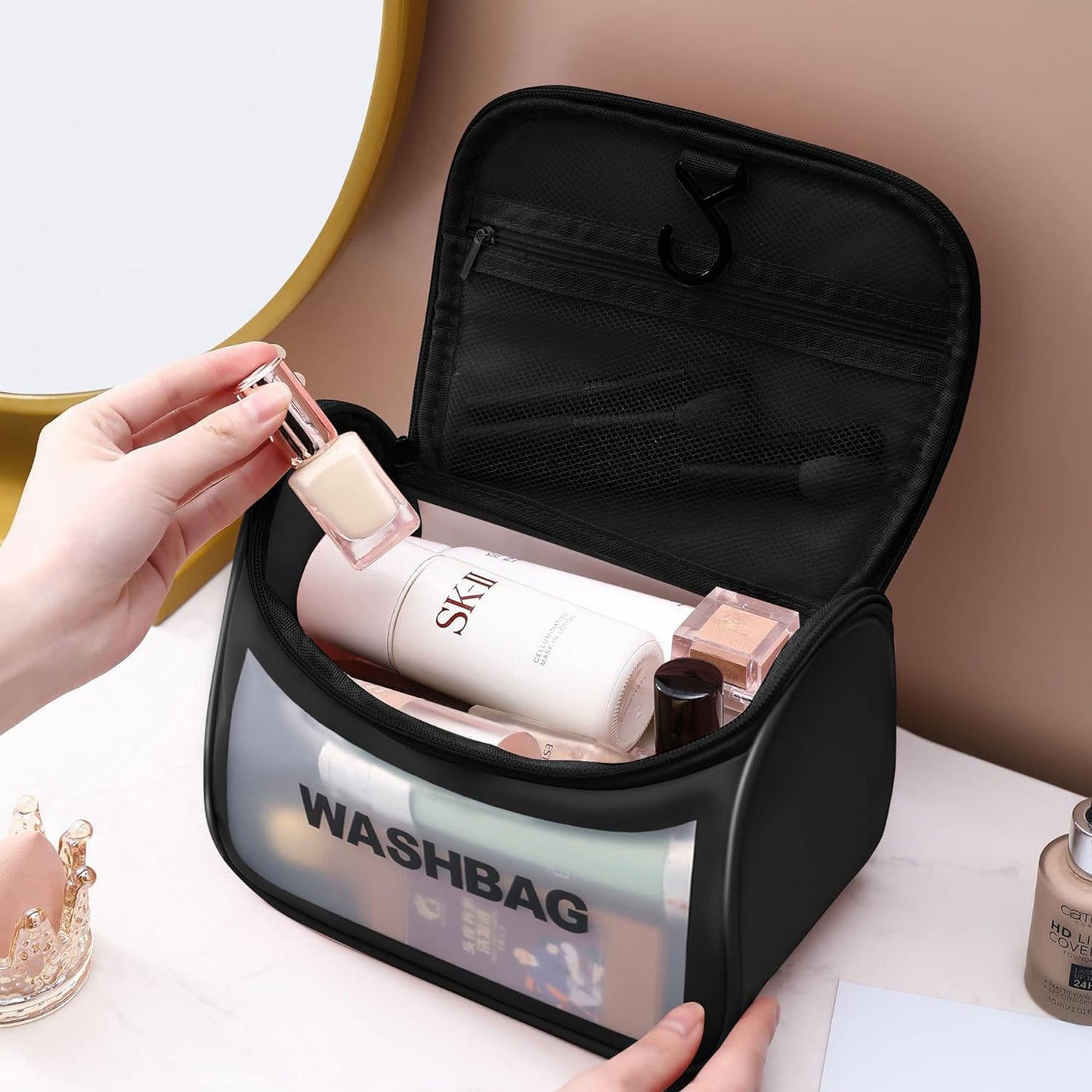 Black Portable Travel Cosmetic Bag