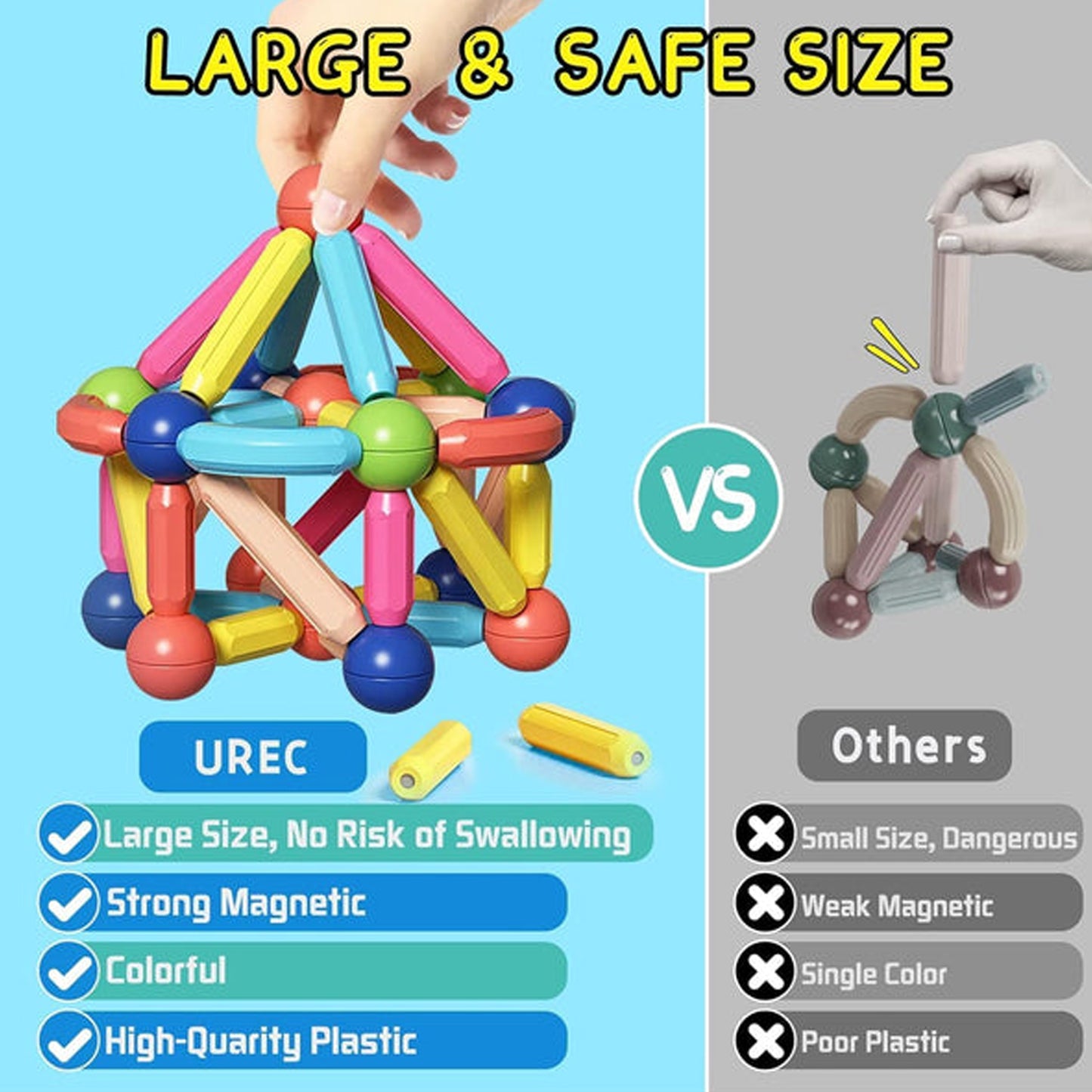 Magnetic Sticks Building Blocks Kids Toys (36 Pcs Sticks-Ball)