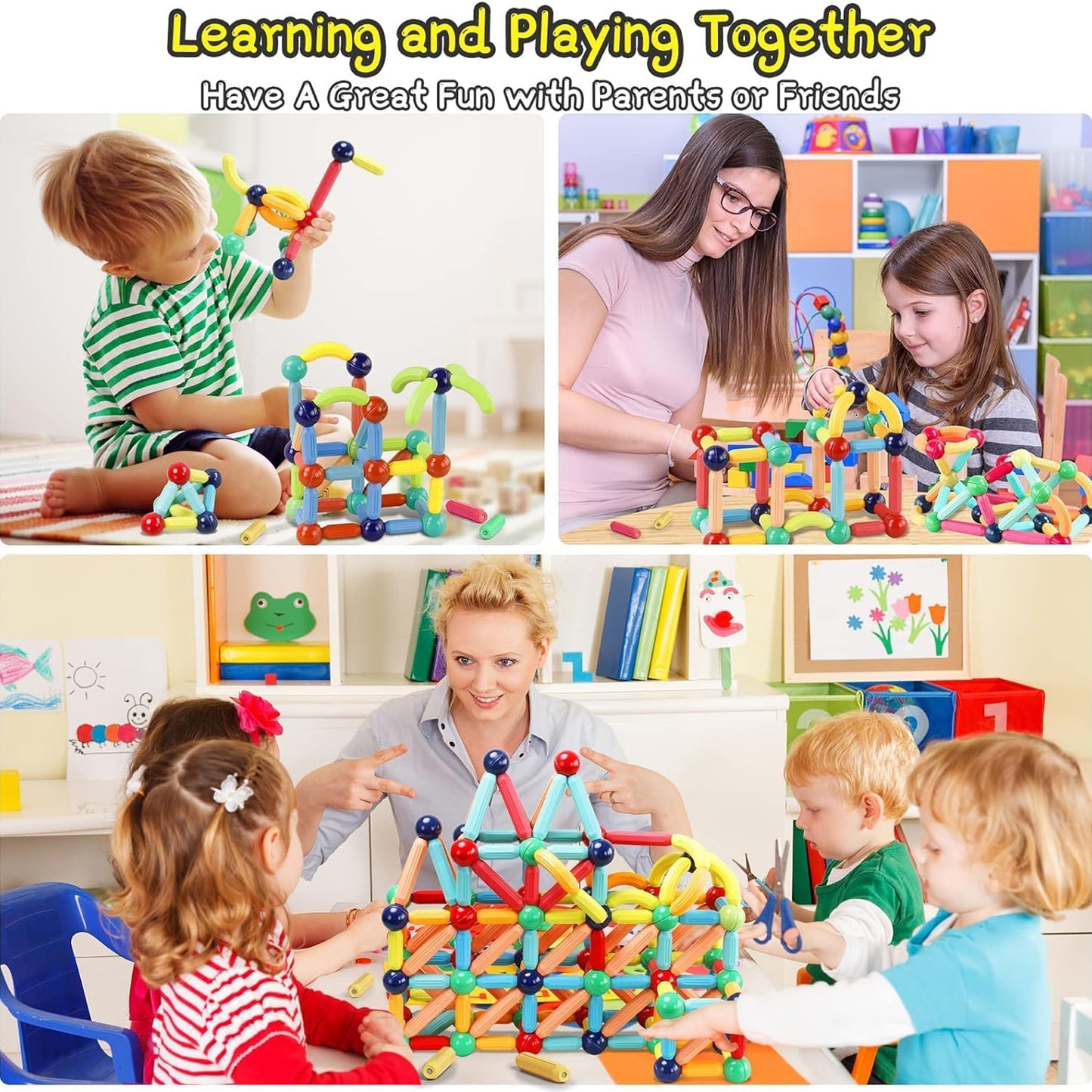Magnetic Sticks Building Blocks Kids Toys (42 Pcs Sticks-Ball)