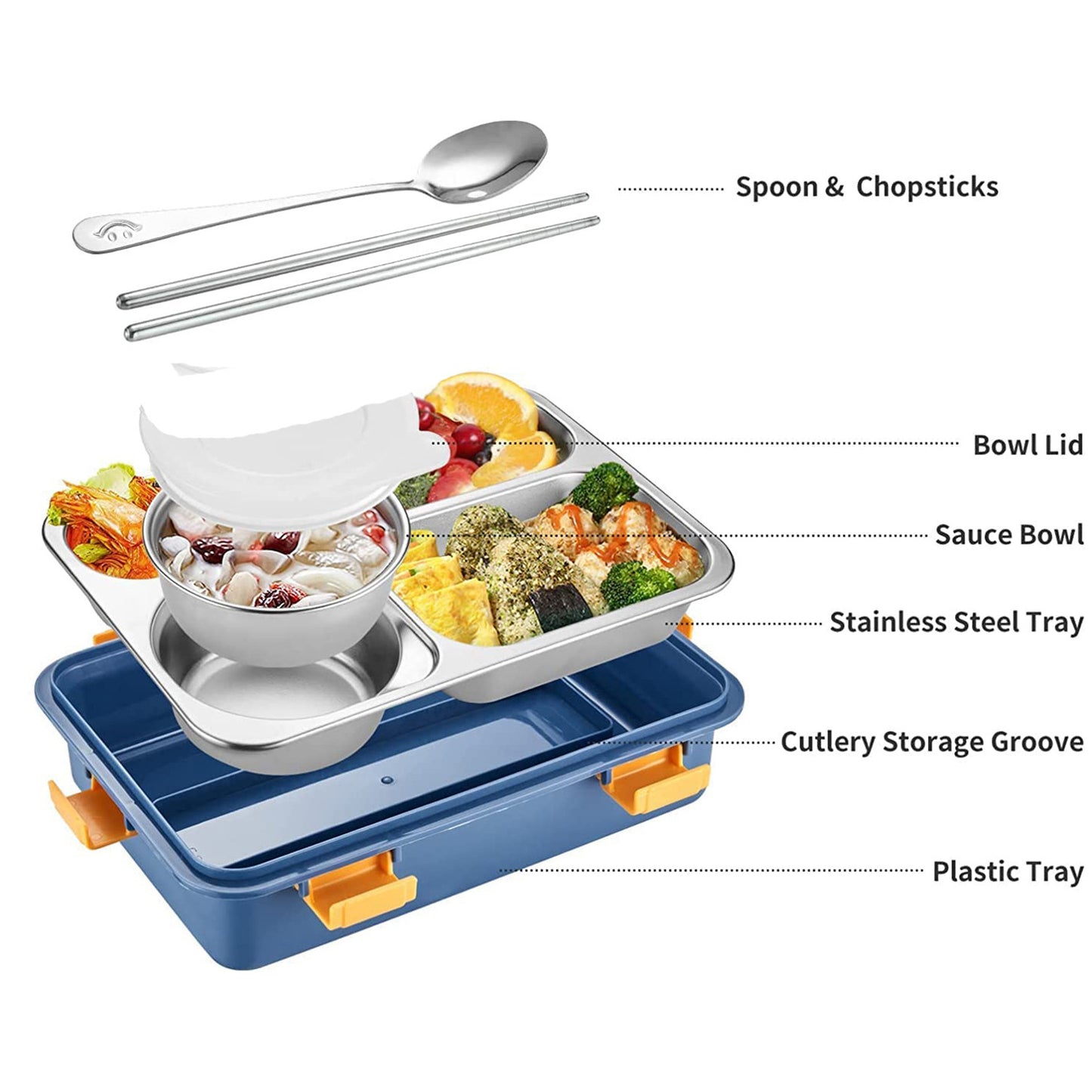 4-Compartment Stainless Steel Lunch Box