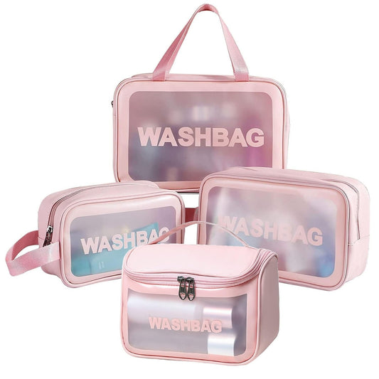 Makeup & Toiletry Pouch Set OF 4Pcs ( Pink )