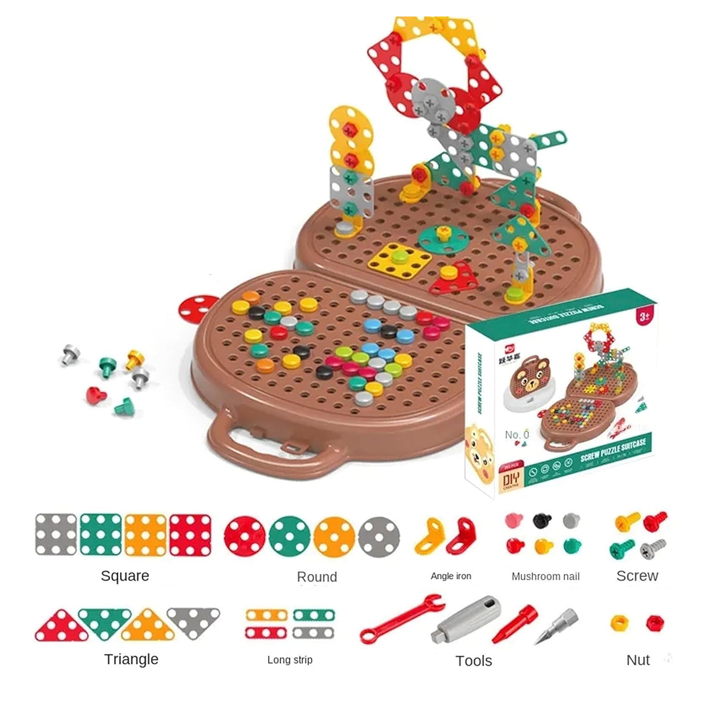 Creative Screw Puzzle Suitcase Toy Set For Kids