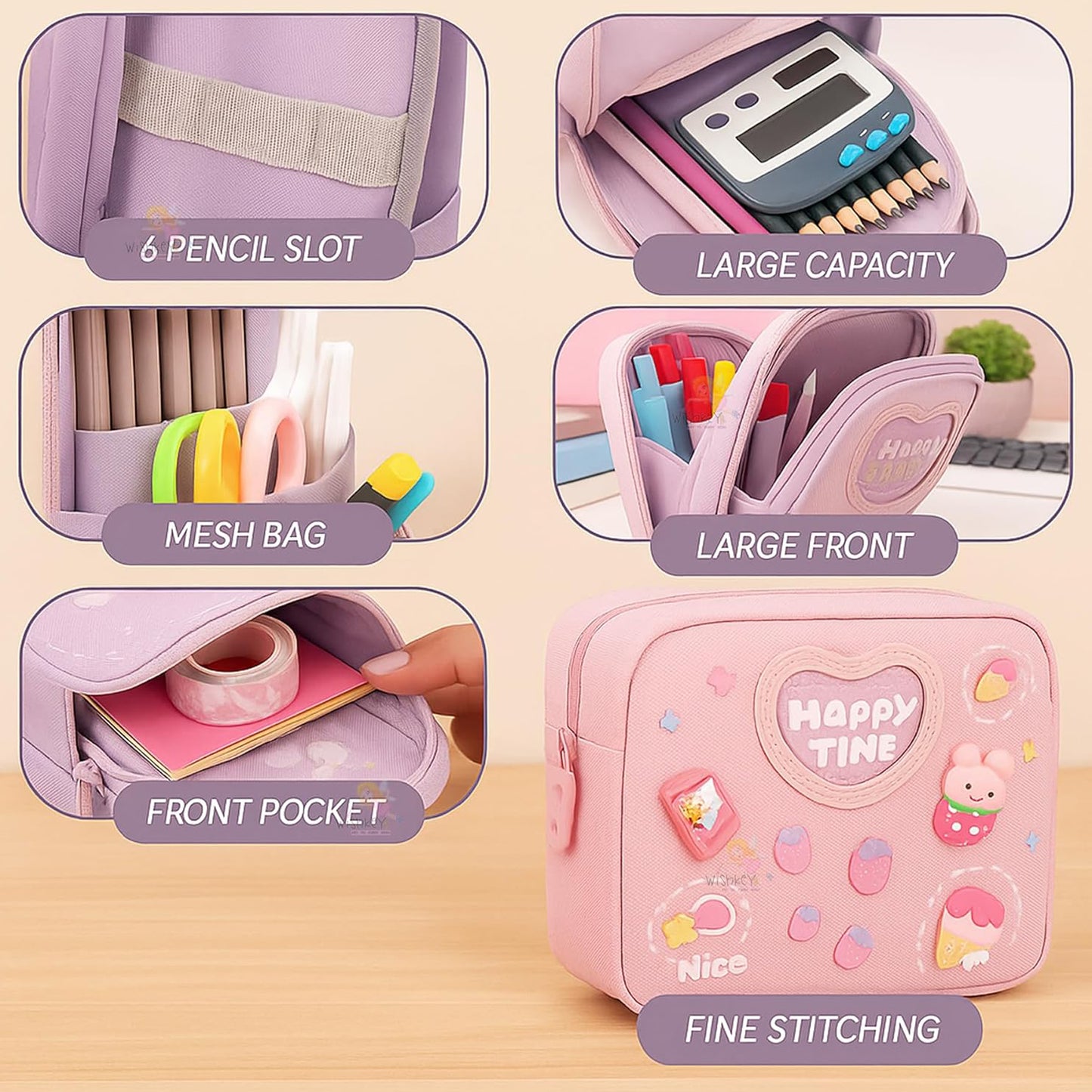 Canvas Pencil Case – Large Capacity 6 Layer With 3 Compartment For Kids
