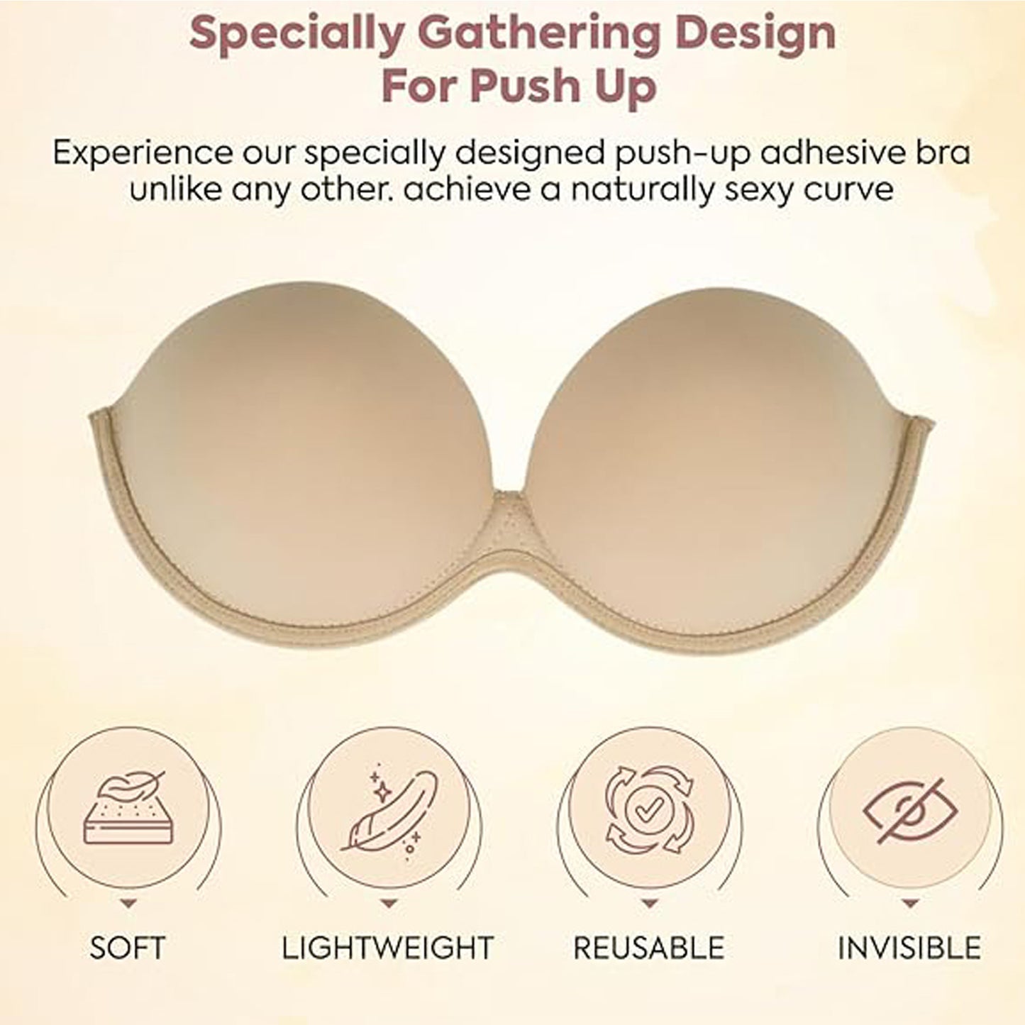 Push Up Deep U-Shaped Silicone Sticky Invisible Bra ( Strapless )