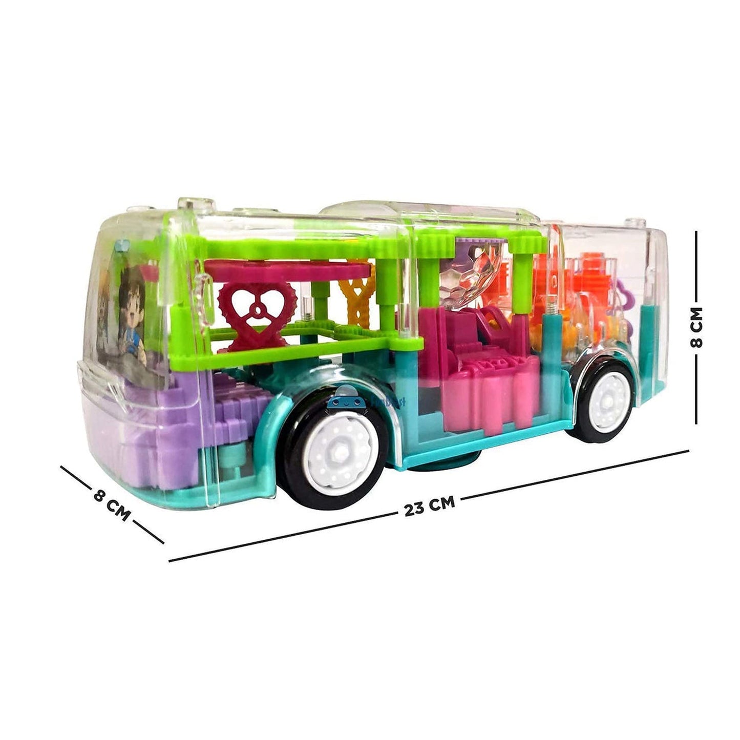 Transparent Gear 3D Rotating Bus Toy For Kids