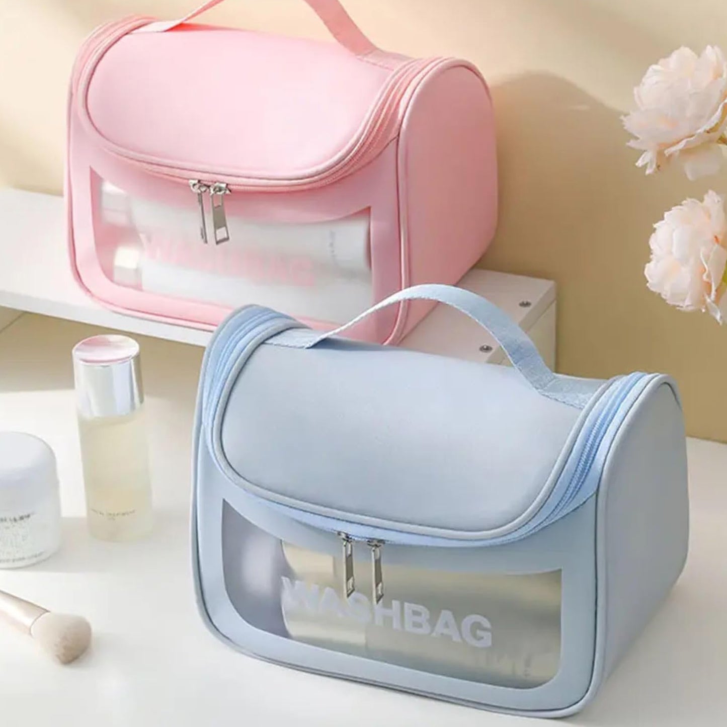 Blue Portable Travel Cosmetic Bag