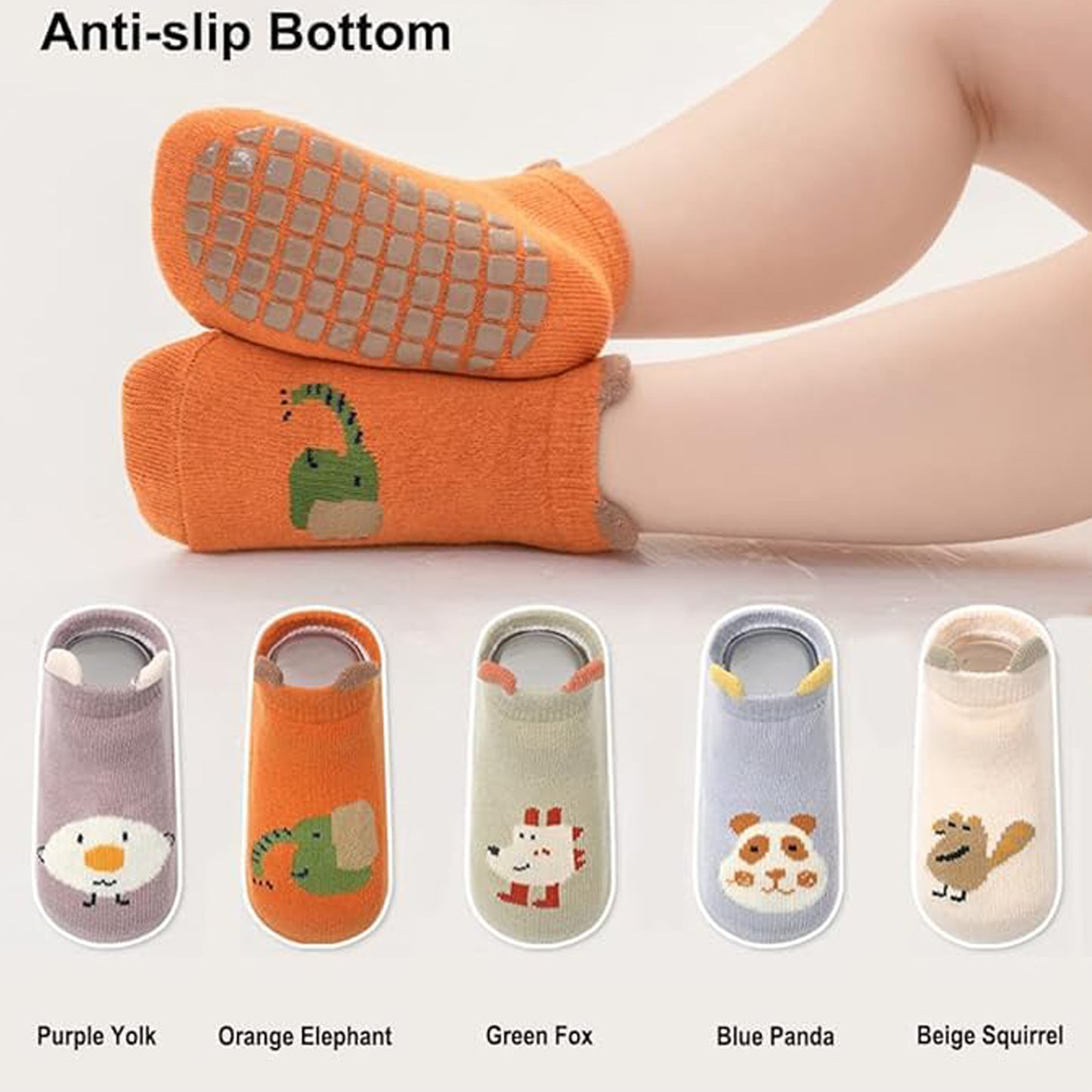 Non-Skid Toddler Socks For Boys & Girls (1-3 Years)