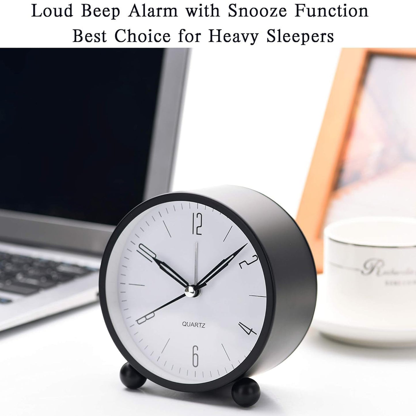 Twin Bell Table Clock With Night Backlight (Black)