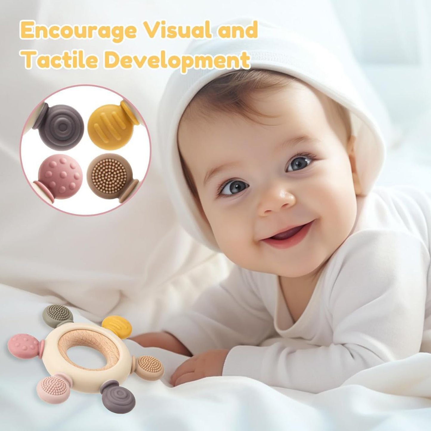 Wooden & Silicone Baby Teether BPA Free