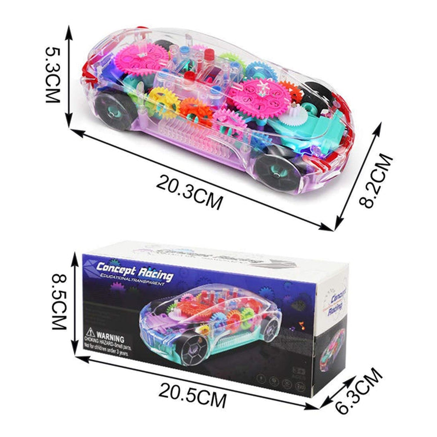 Transparent 360° Rotating Racing Car Toy For Kids