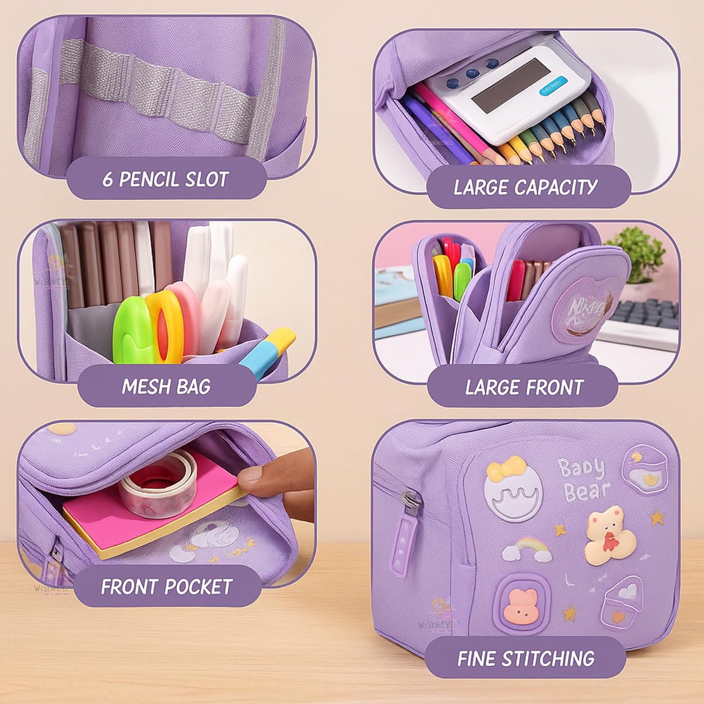 Canvas Pencil Case – Large Capacity 6 Layer With 3 Compartment For Kids