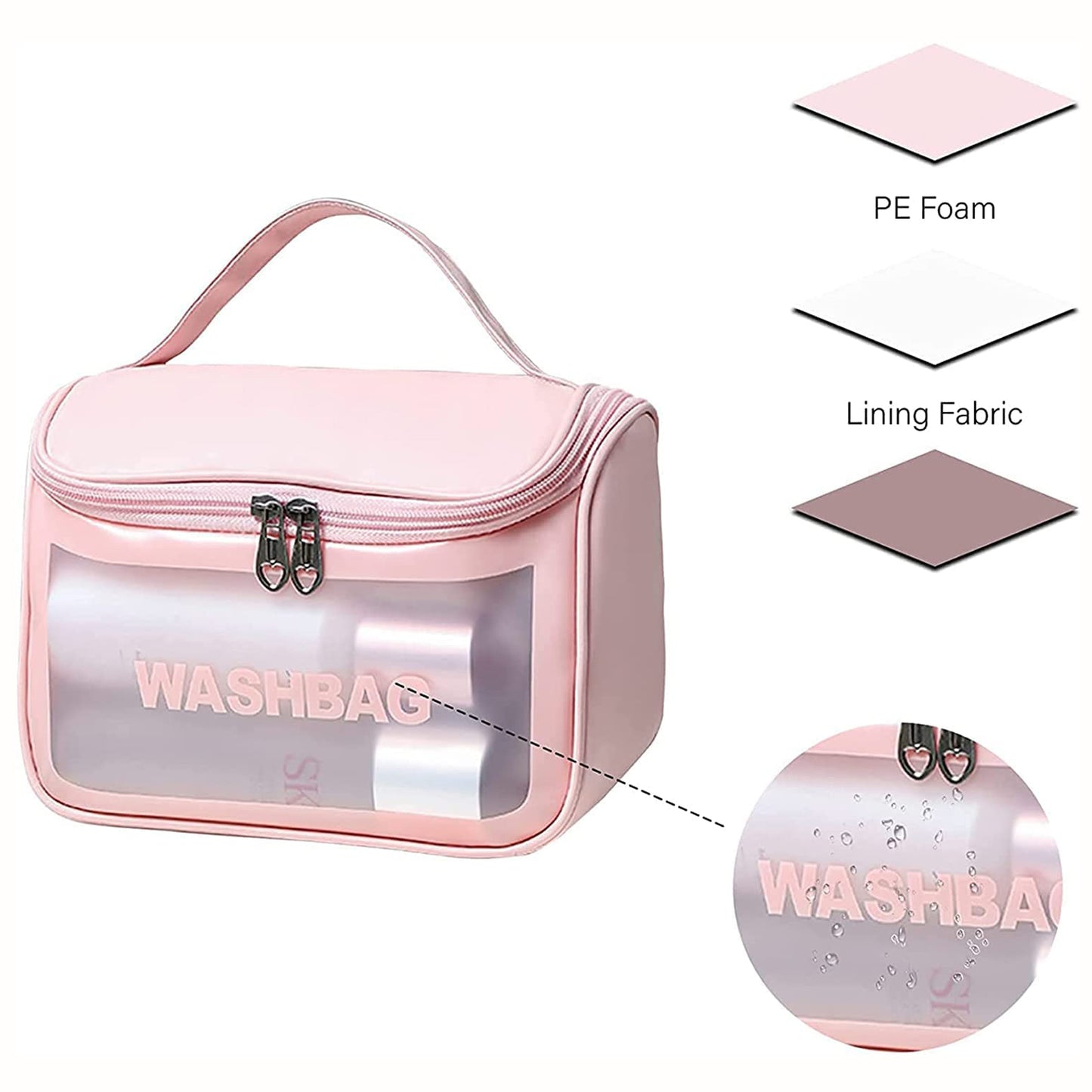 Pink Portable Travel Cosmetic Bag