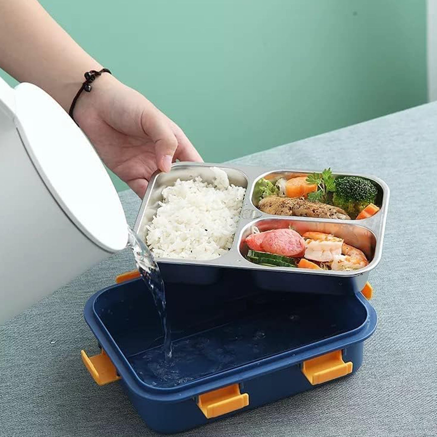 3-Compartment Stainless Steel Lunch Box
