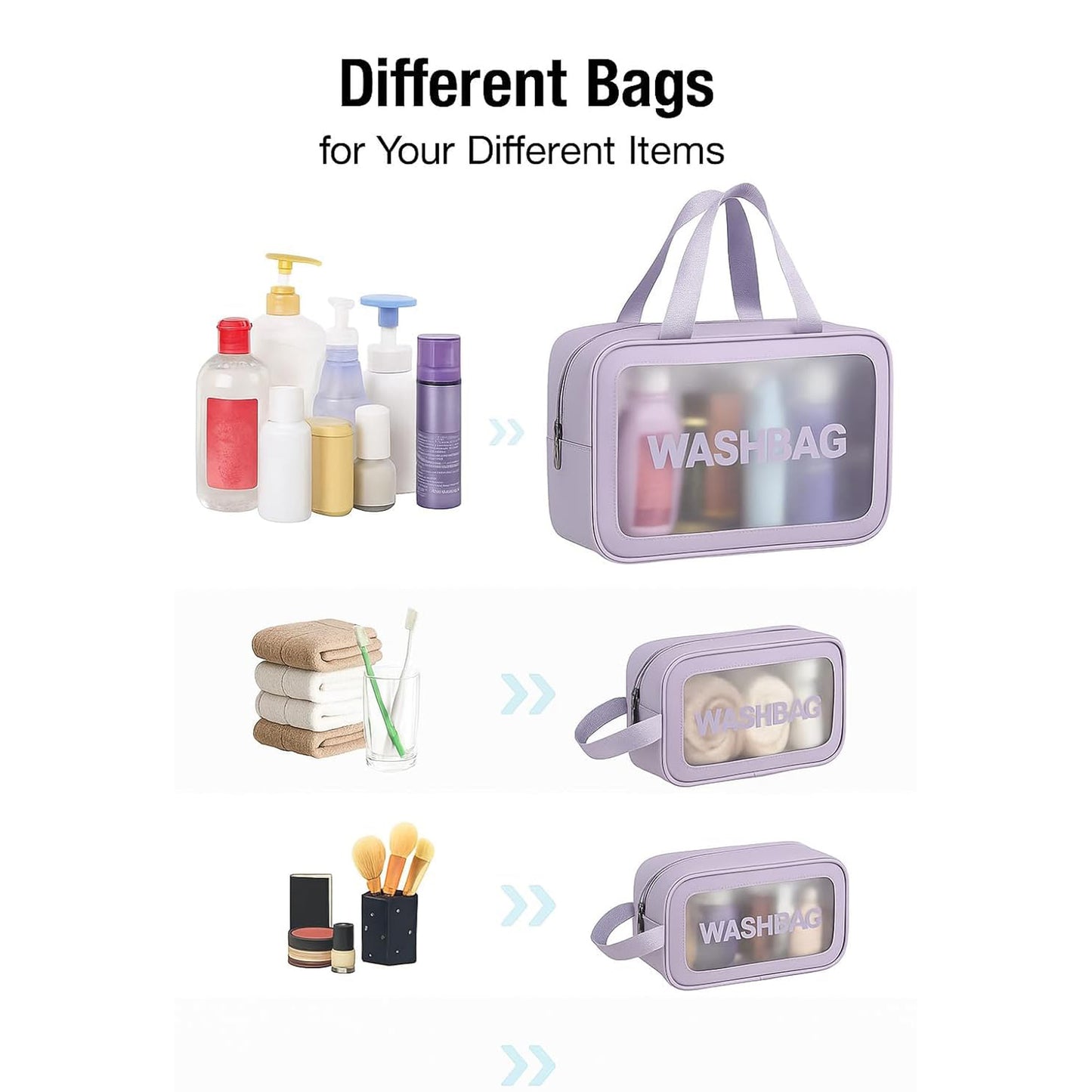 Pvc Cosmetic Pouch Make Up Wash Bag Set Of 3