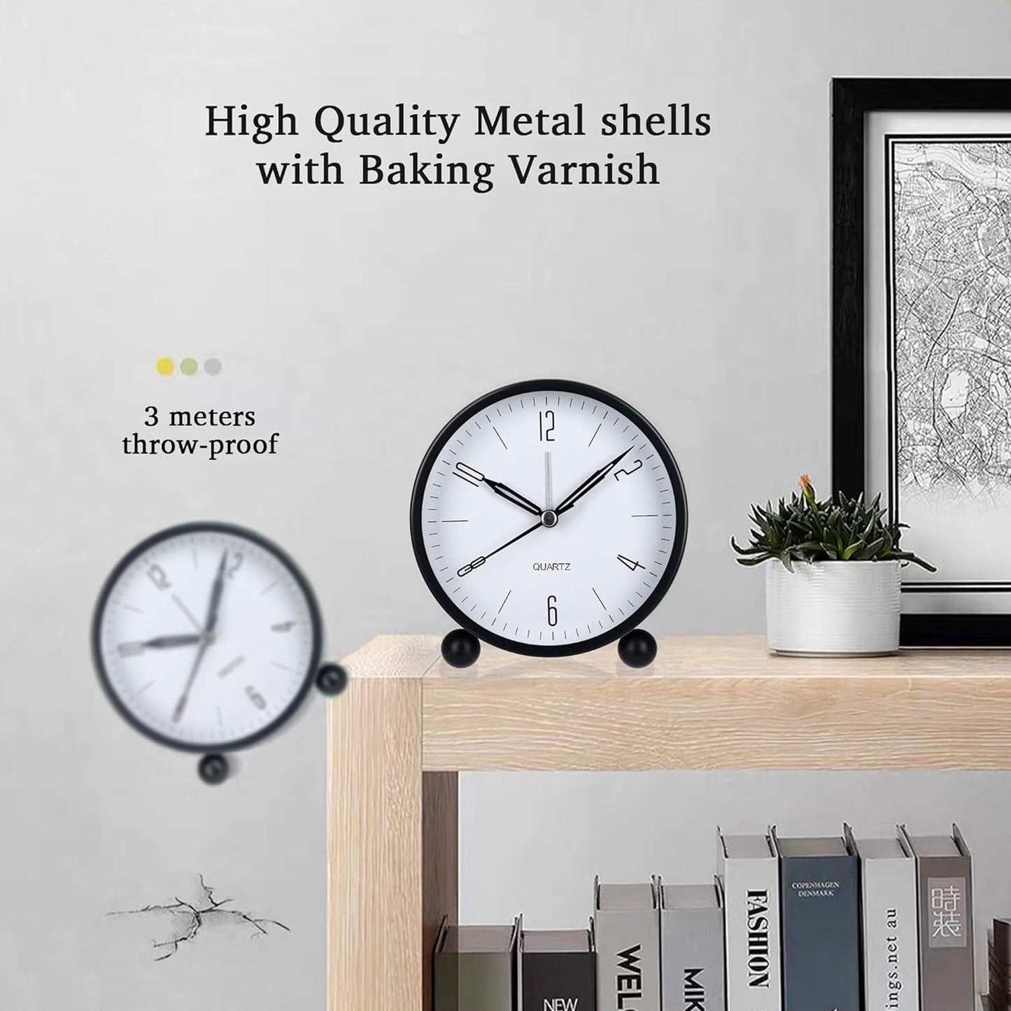 Twin Bell Table Clock With Night Backlight (Black)