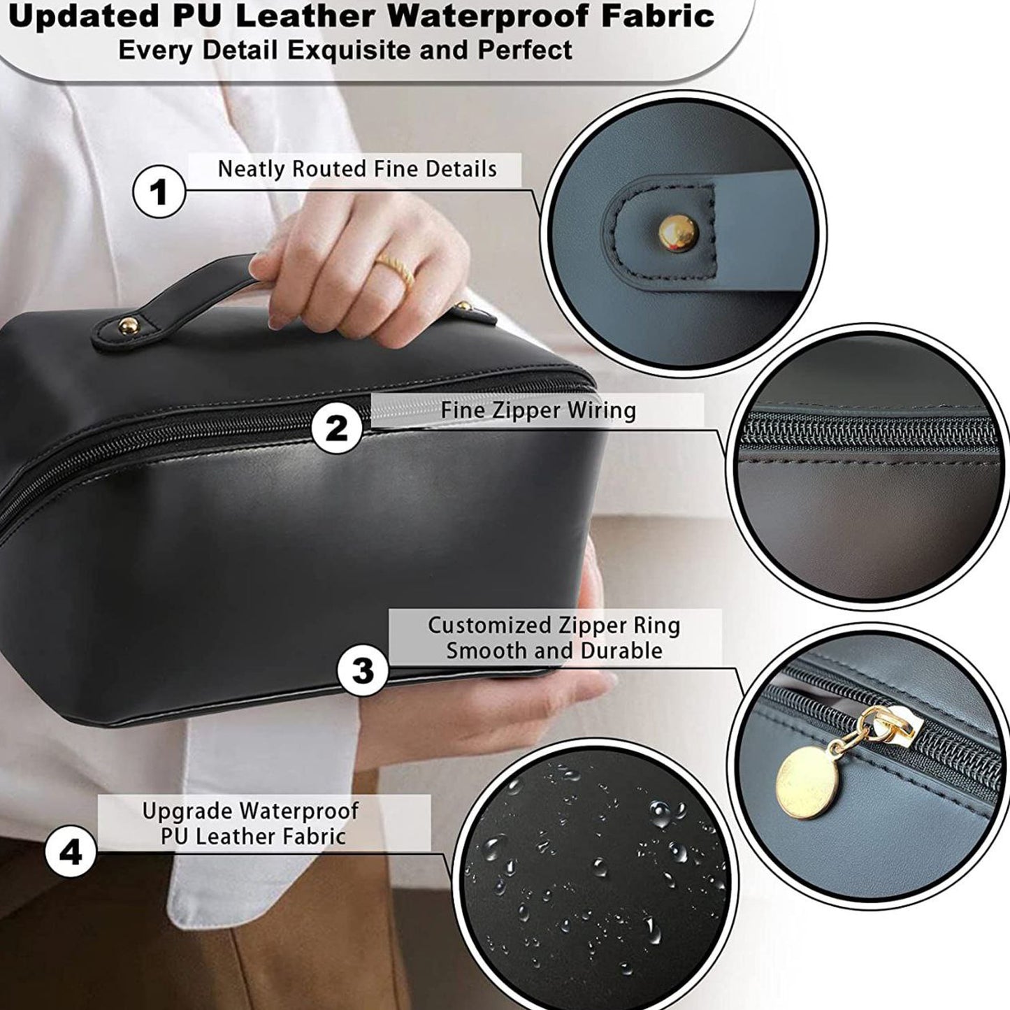 Makeup Cosmetic Bag For Women Wide Opening Cosmetic Case