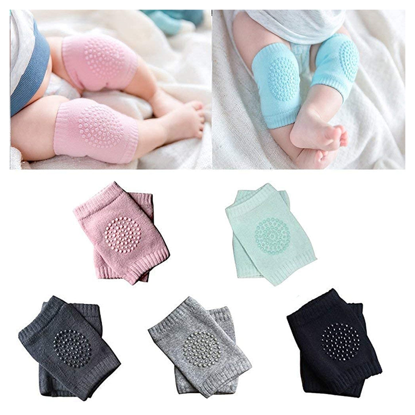 Non Slip Anti Skid Grip Cotton Socks For Crawling Knee Pad (5 Pair)