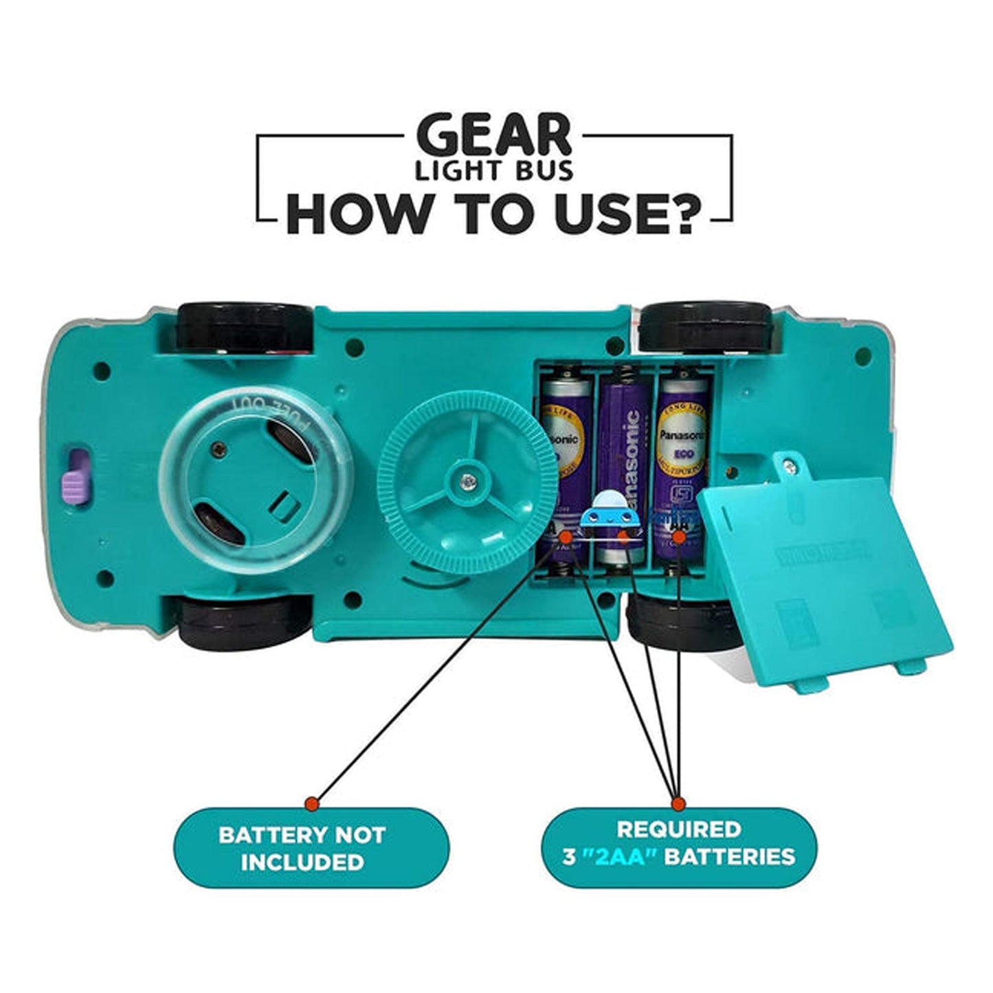 Transparent Gear 3D Rotating Bus Toy For Kids
