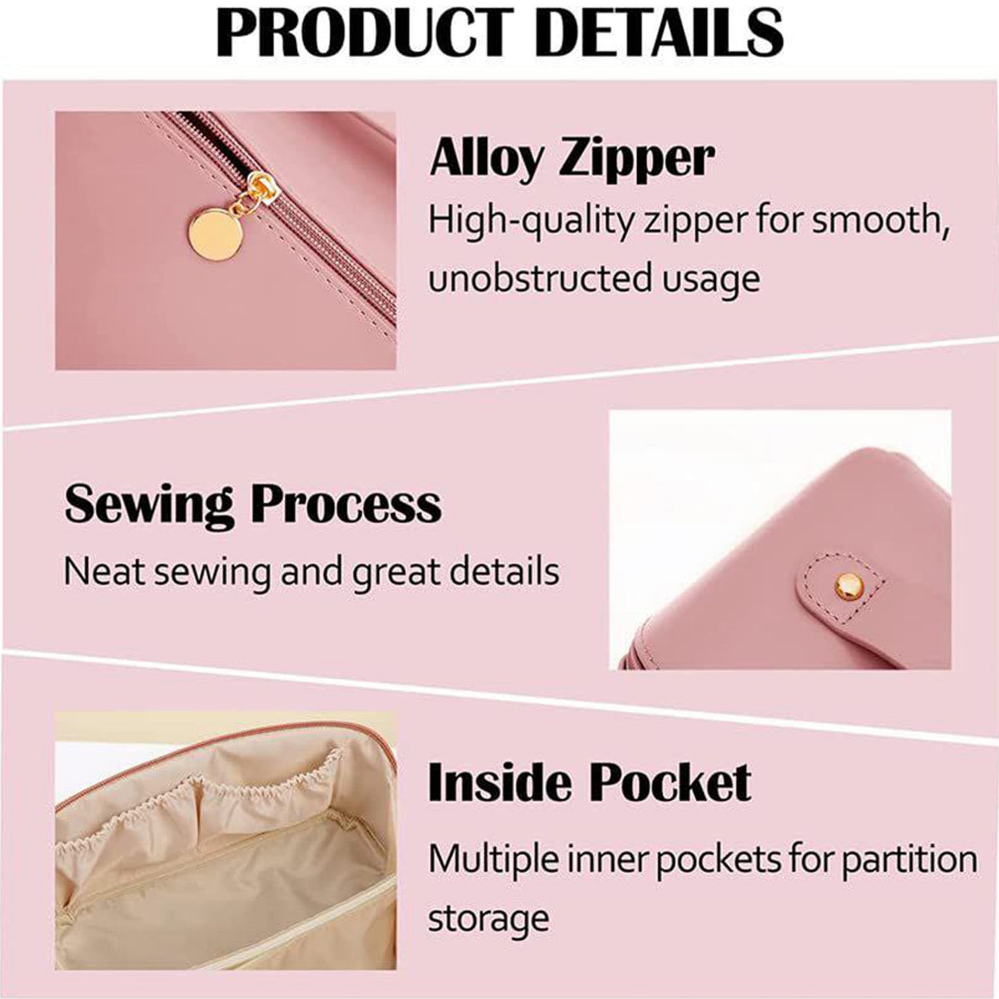 Makeup Cosmetic Bag For Women Wide Opening Cosmetic Case