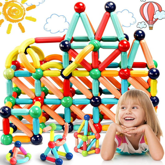 Magnetic Sticks Building Blocks Kids Toys (64 Pcs Sticks-Ball)