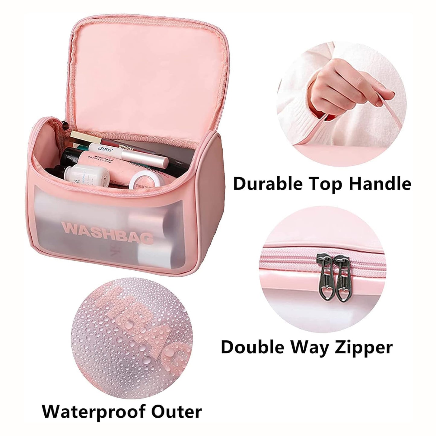 Pink Portable Travel Cosmetic Bag