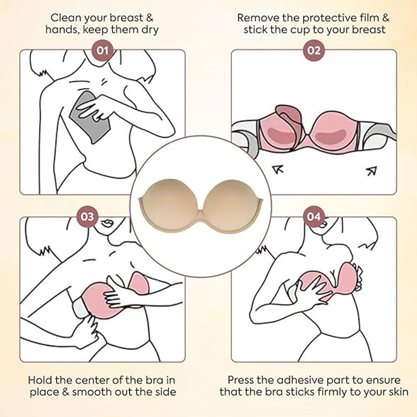 Push Up Deep U-Shaped Silicone Sticky Invisible Bra ( Strapless )