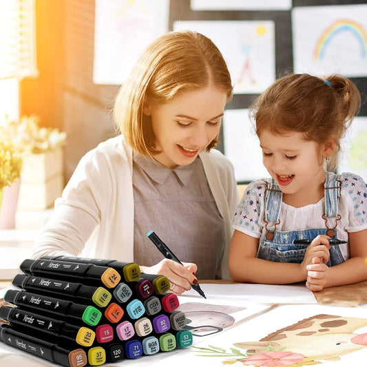 Dual Tip Colorful Art Markers Sketch Pens 60 Colours With Carrying Case