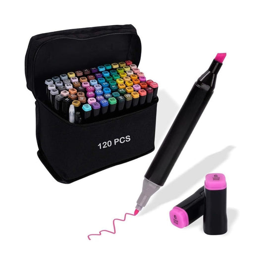 Dual Tip Colorful Art Markers Sketch Pens 120 Colours With Carrying Case