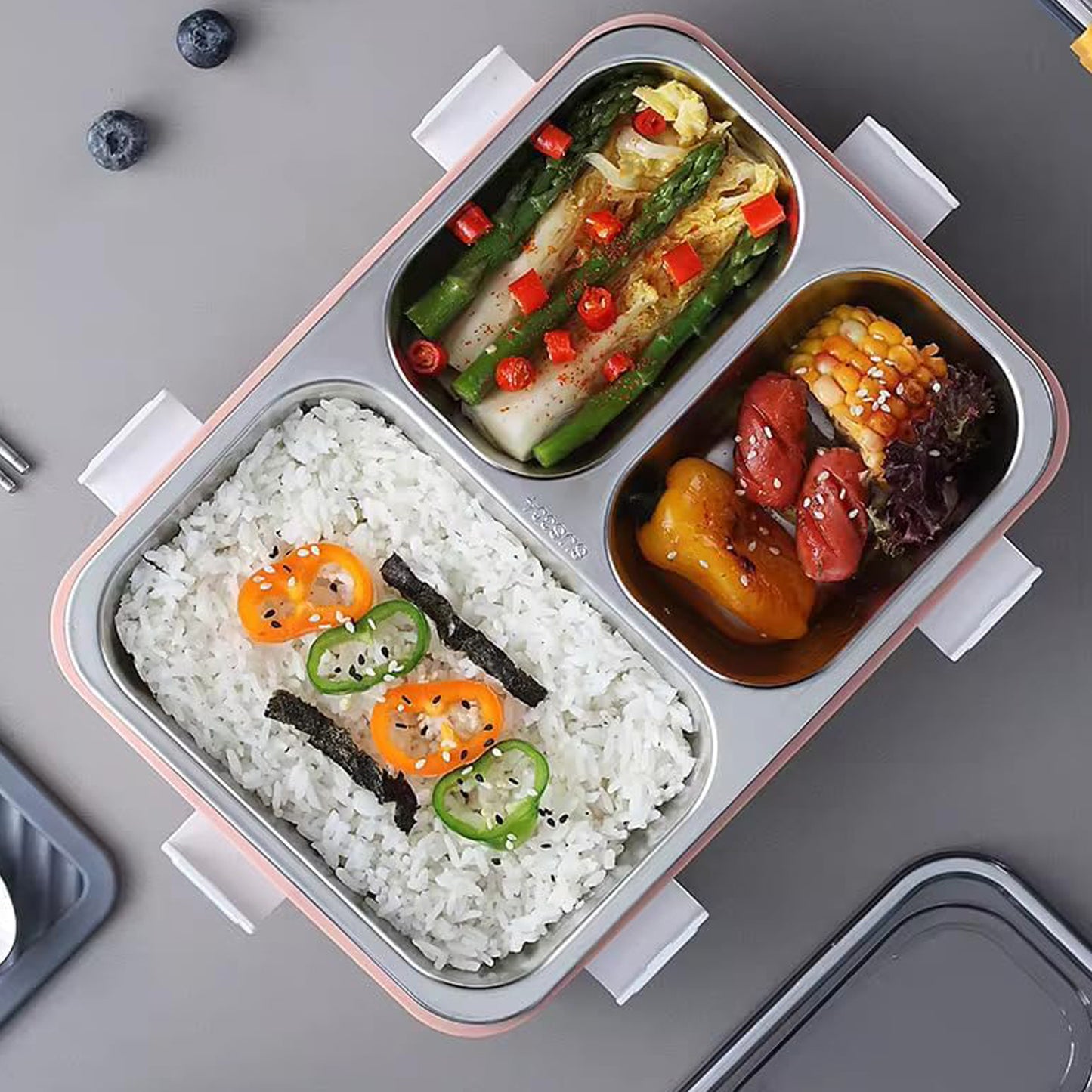 3-Compartment Stainless Steel Lunch Box