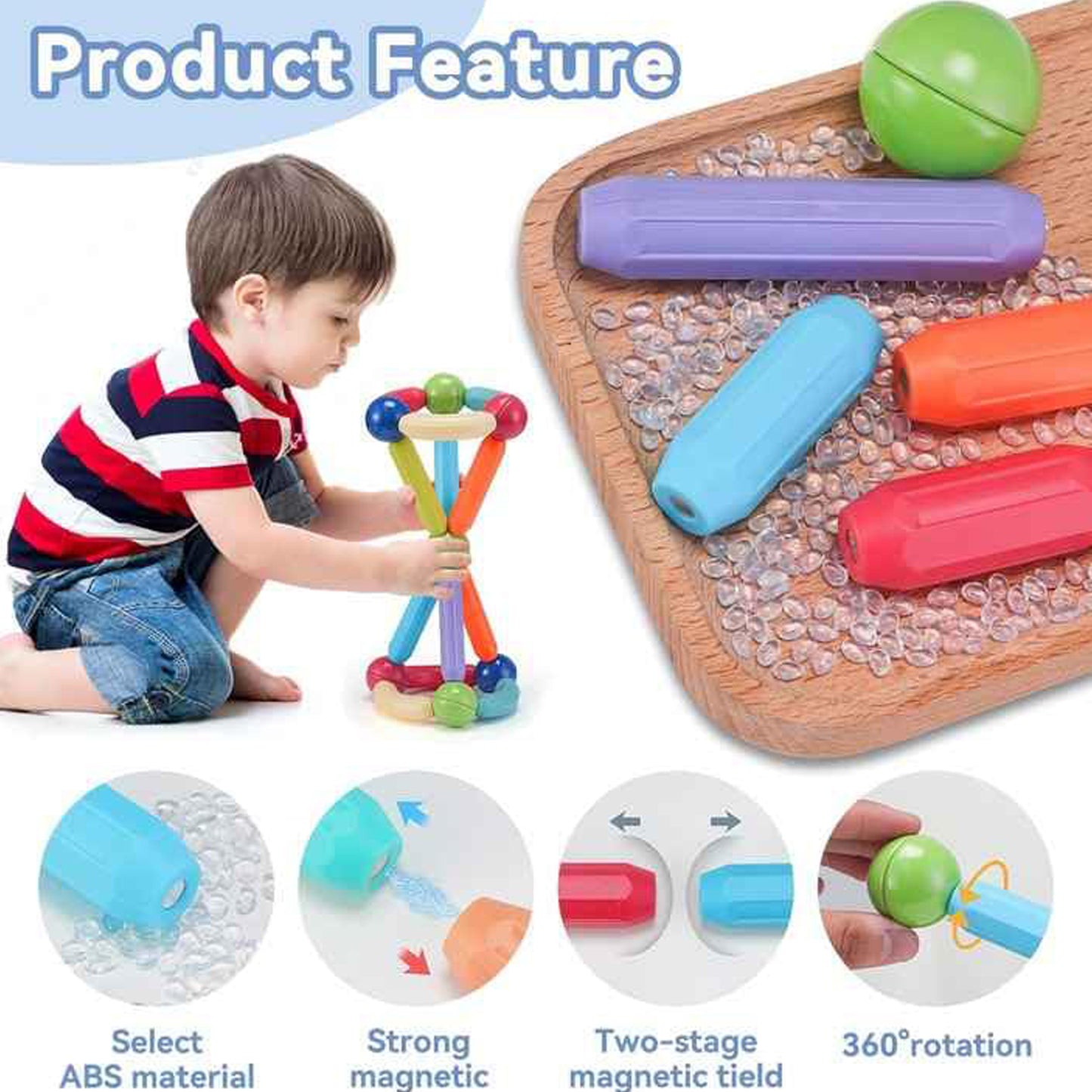 Magnetic Sticks Building Blocks Kids Toys (36 Pcs Sticks-Ball)