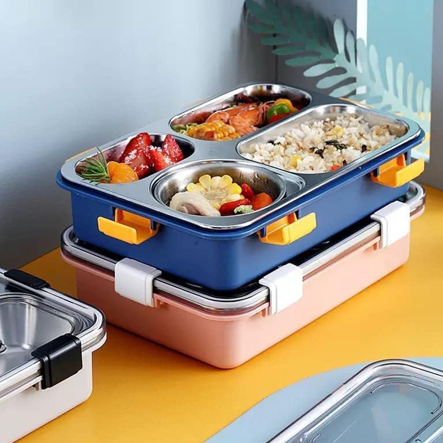 4-Compartment Stainless Steel Lunch Box