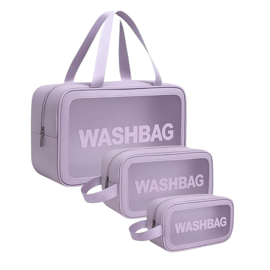 Pvc Cosmetic Pouch Make Up Wash Bag Set Of 3