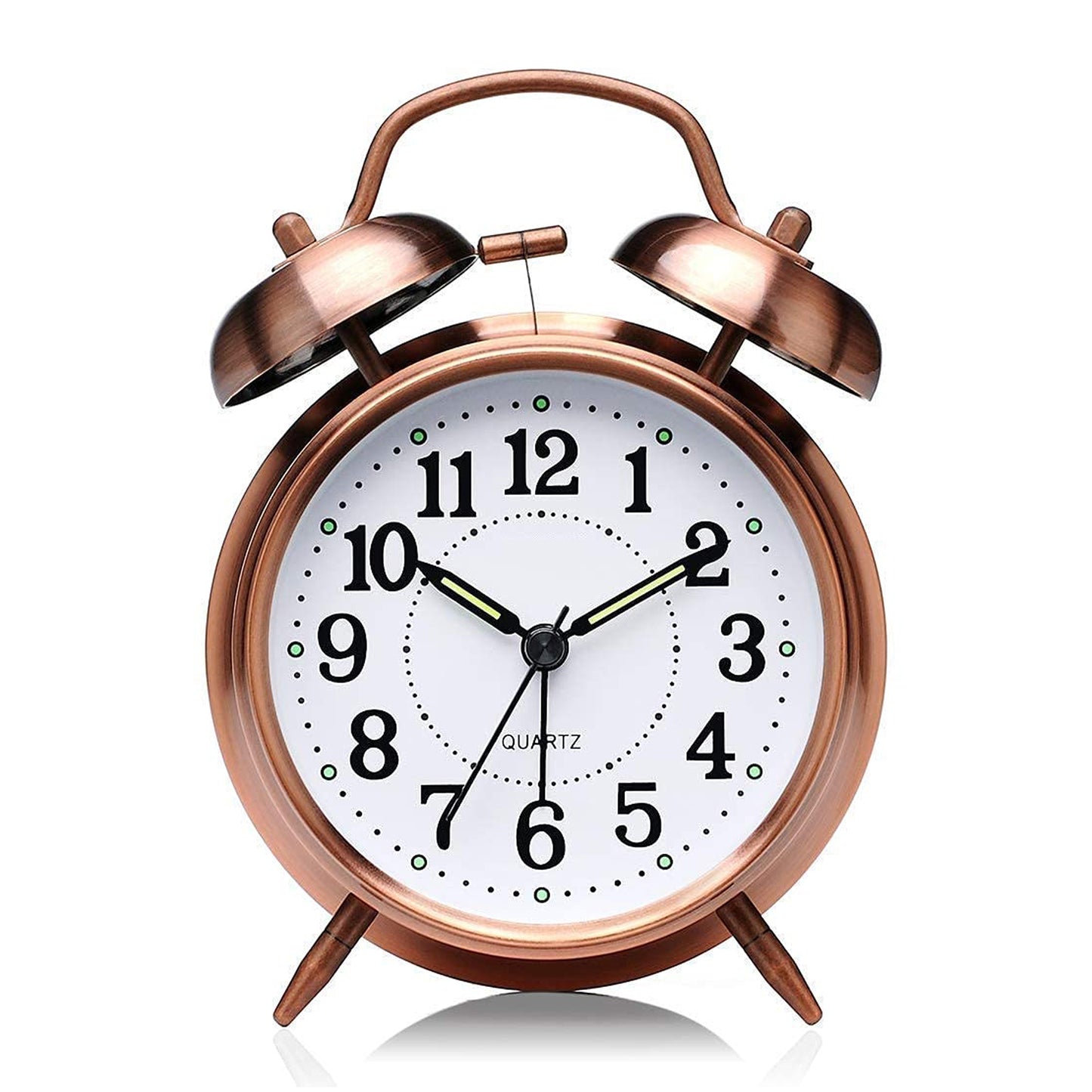 Alarm Clock Twin Bell Metal Frame With Light (Copper)