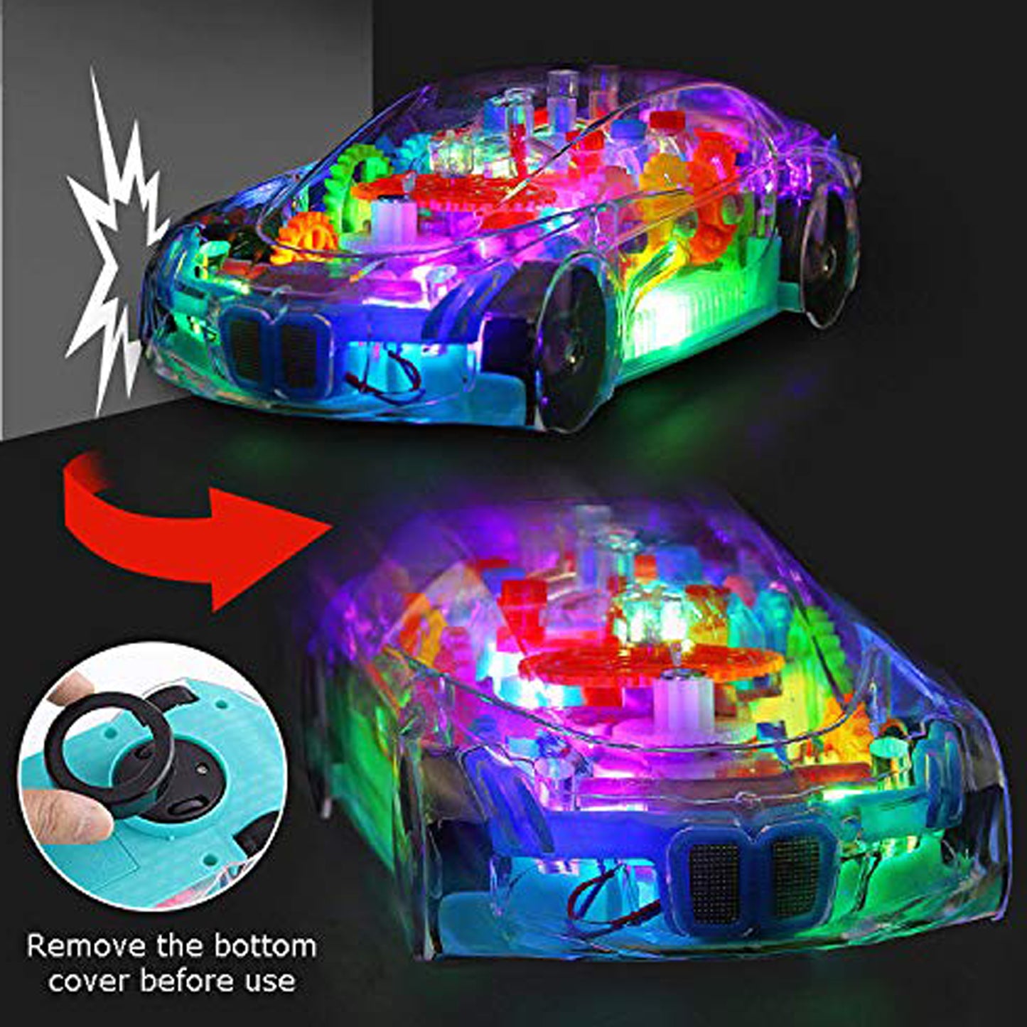 Transparent 360° Rotating Racing Car Toy For Kids