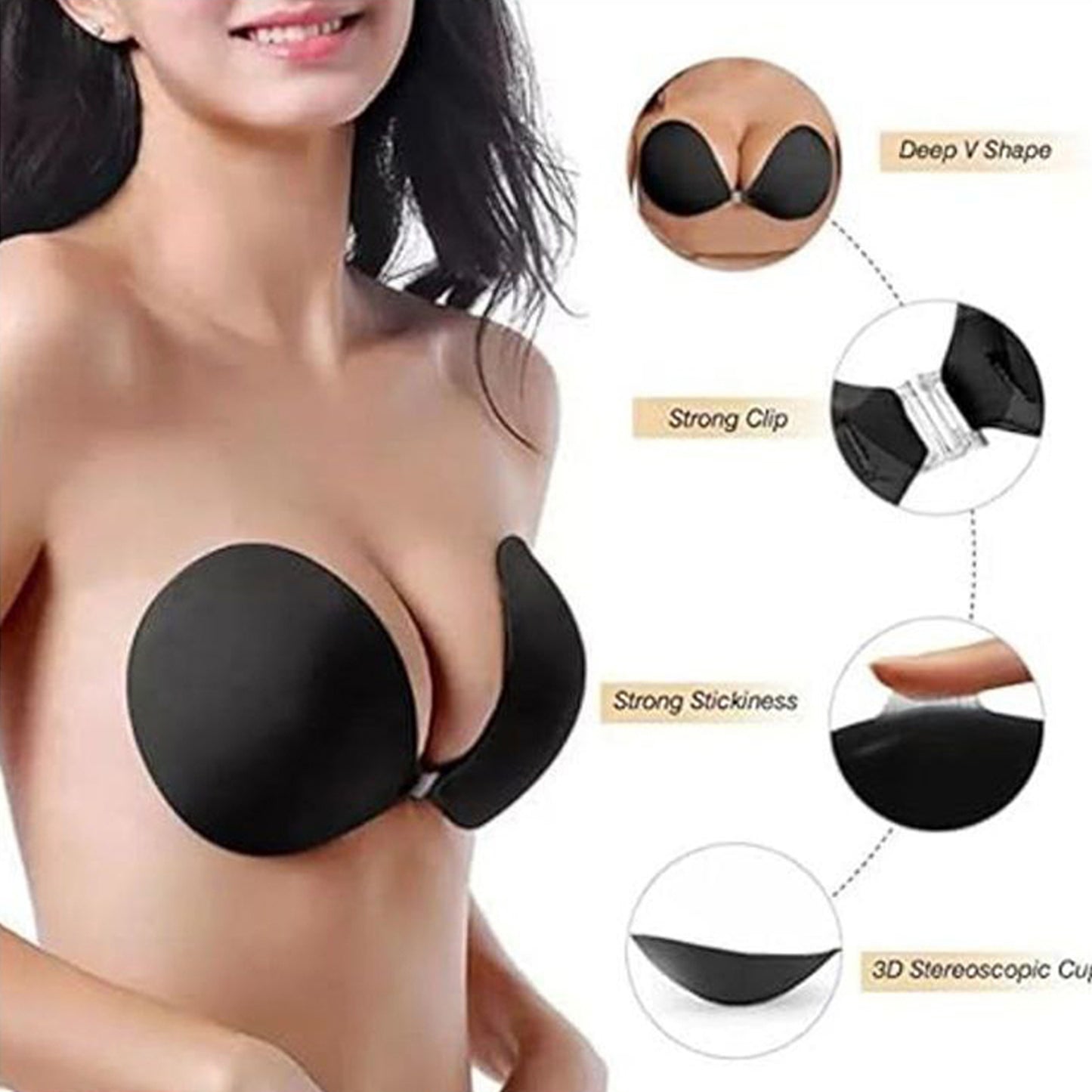 Women & Girls Strapless Wire-Free Stick-On Invisible Bra ( Free Size )