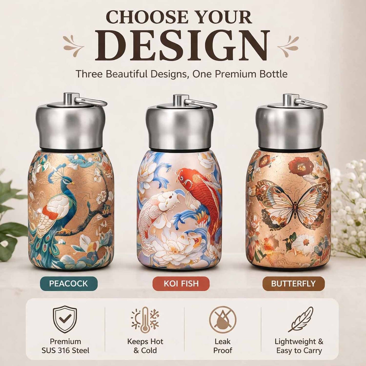 Mini Vacuum Insulated Bottle – Printed Design