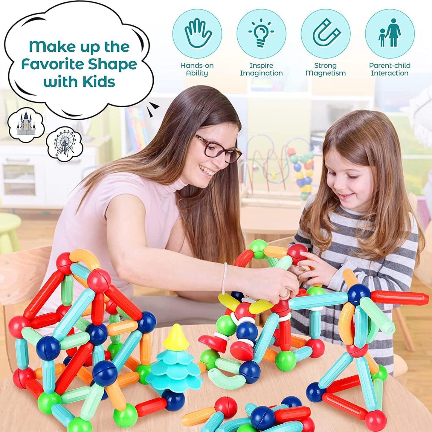 Magnetic Sticks Building Blocks Kids Toys (36 Pcs Sticks-Ball)