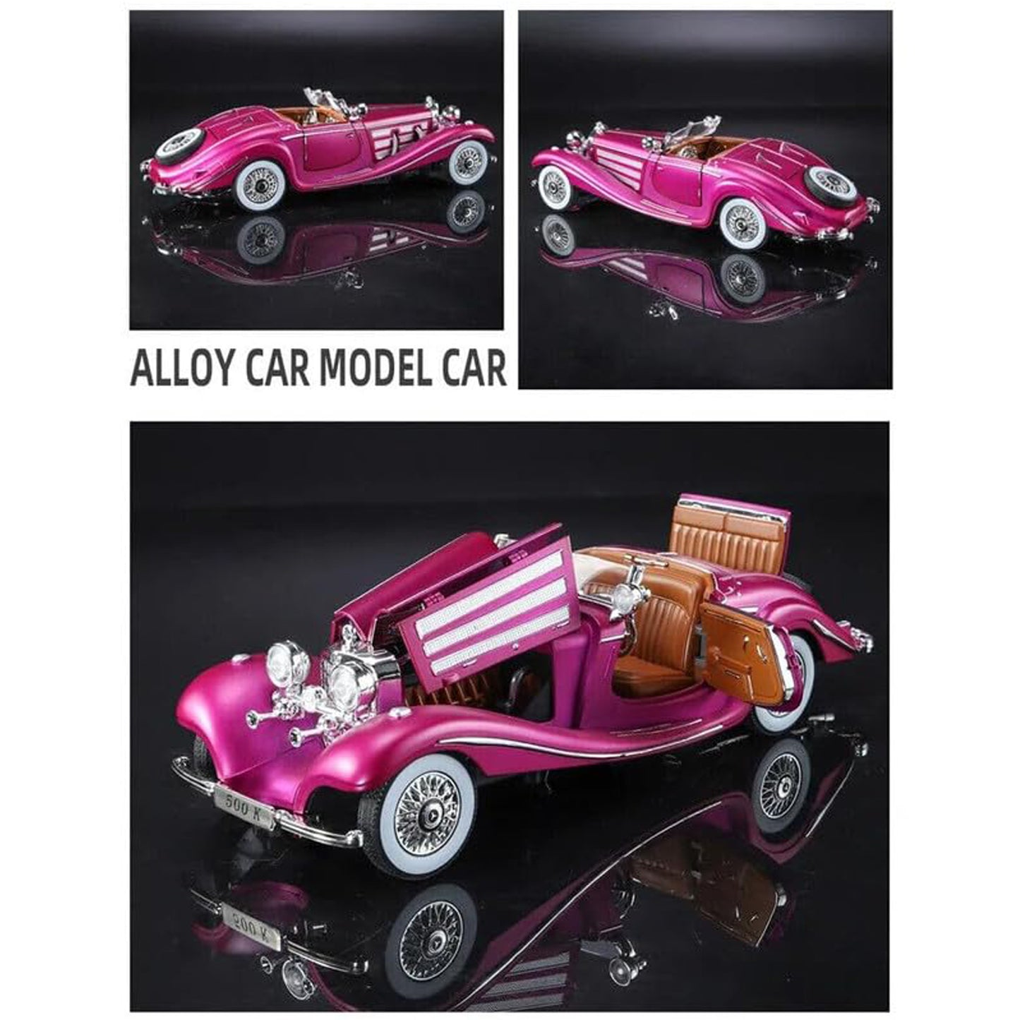 Mercedes Benz 500K 1:18 Diecast Scale Model Car Pink