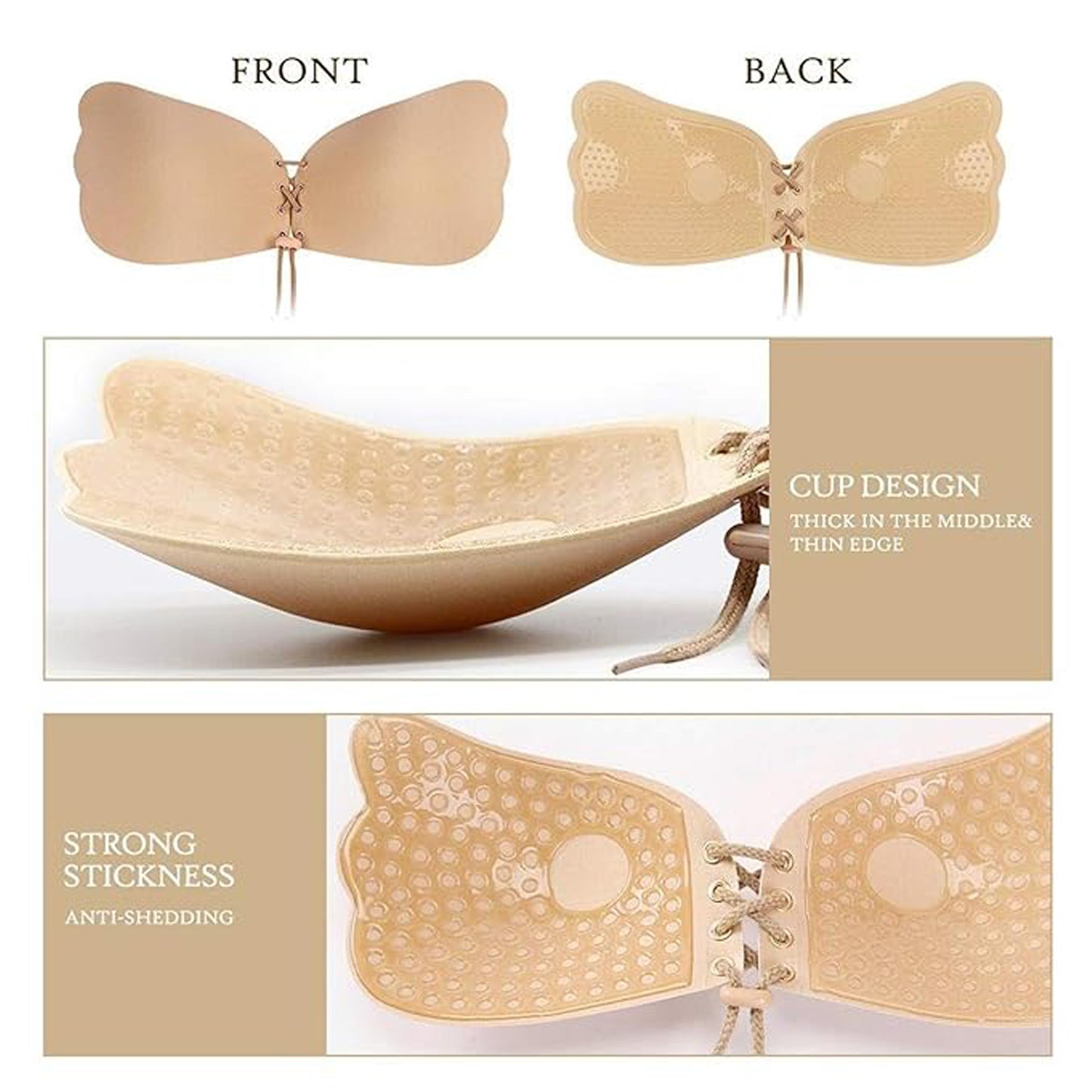 Strapless Sticky Push-Up Invisible Backless Stick-On Bra For Women