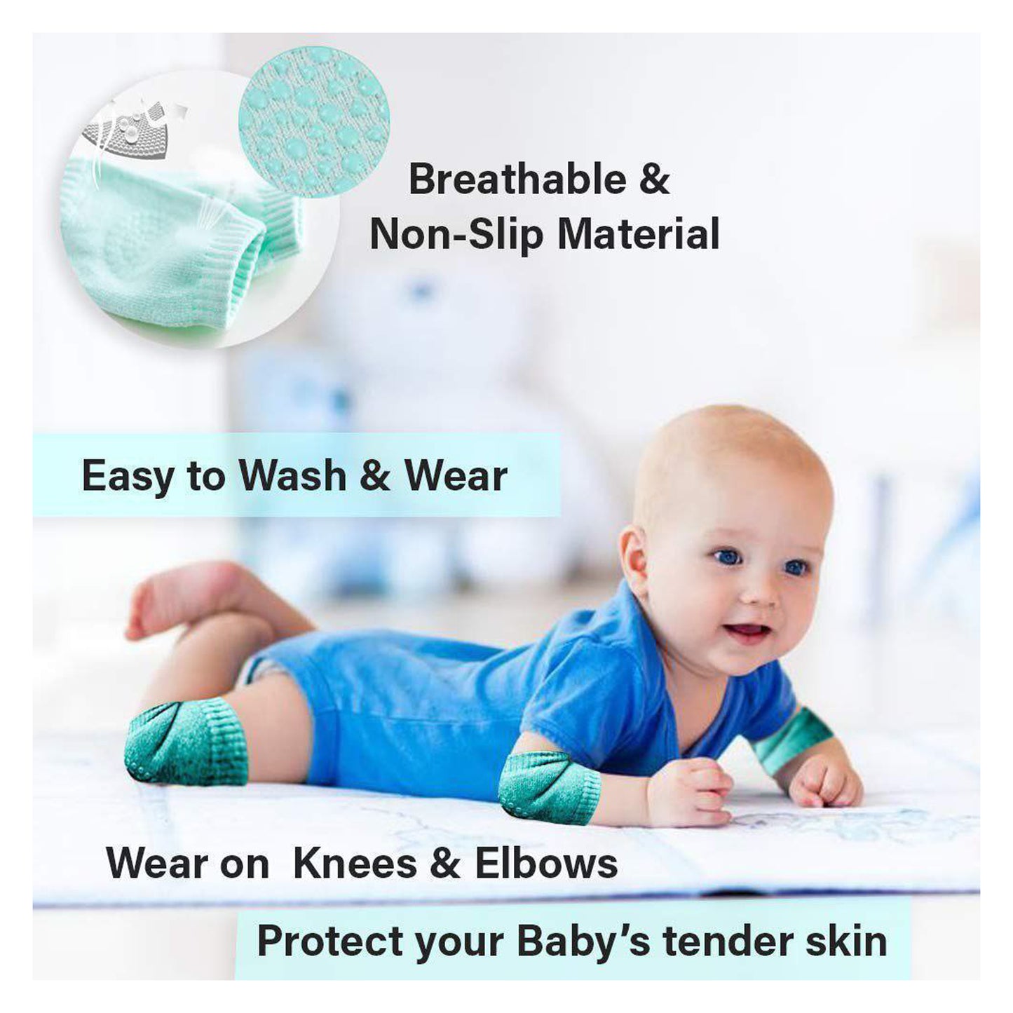 Non Slip Anti Skid Grip Cotton Socks For Crawling Knee Pad (5 Pair)