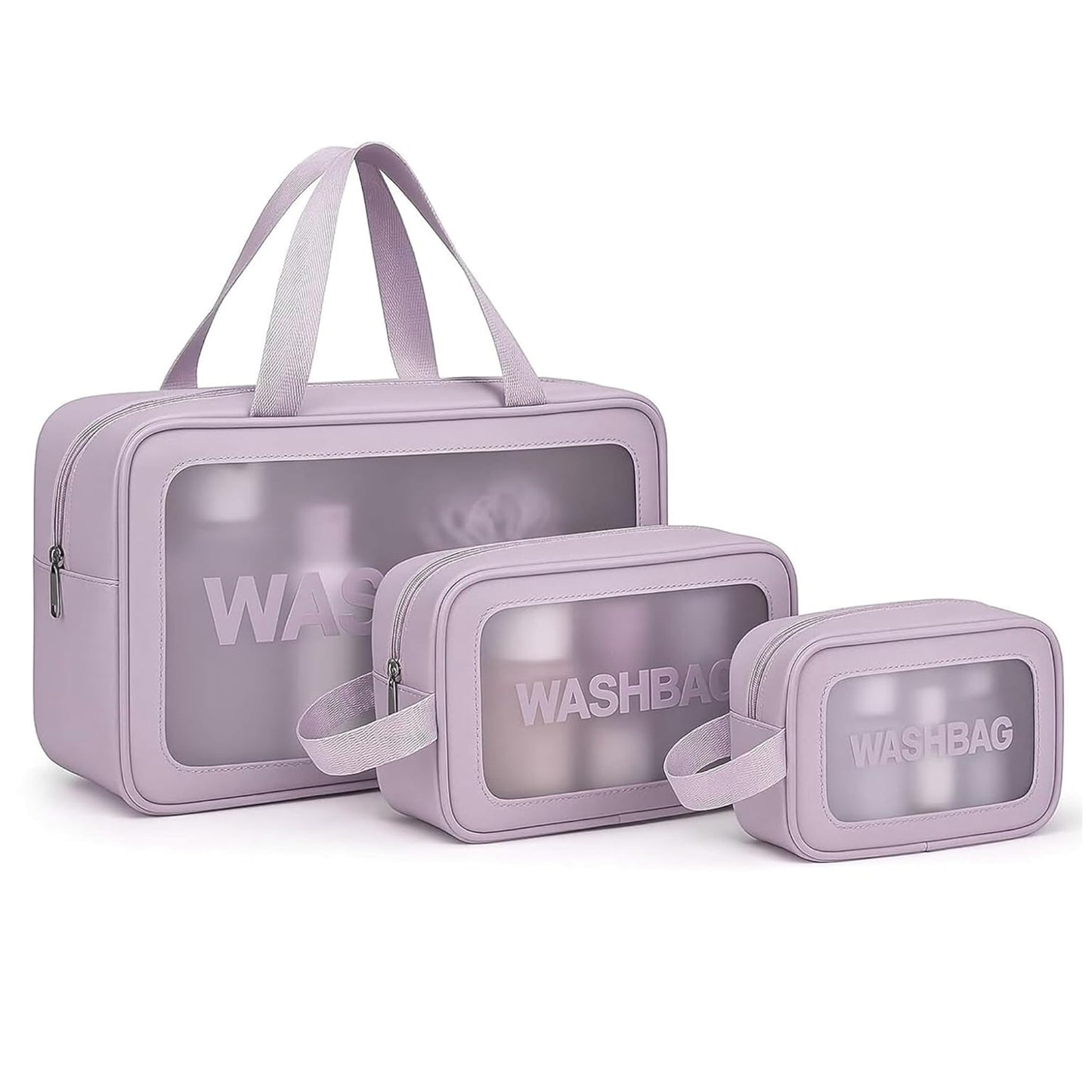 Pvc Cosmetic Pouch Make Up Wash Bag Set Of 3