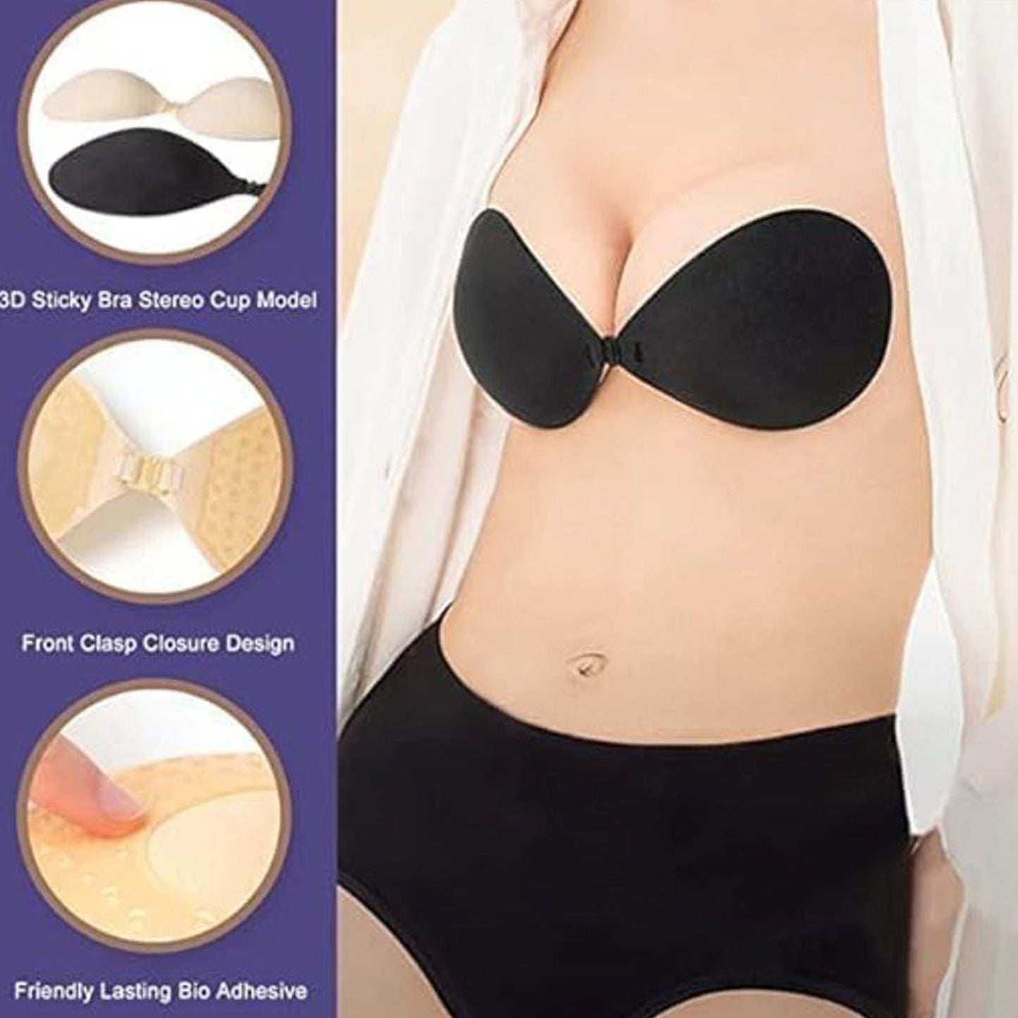 Women & Girls Strapless Wire-Free Stick-On Invisible Bra ( Free Size )