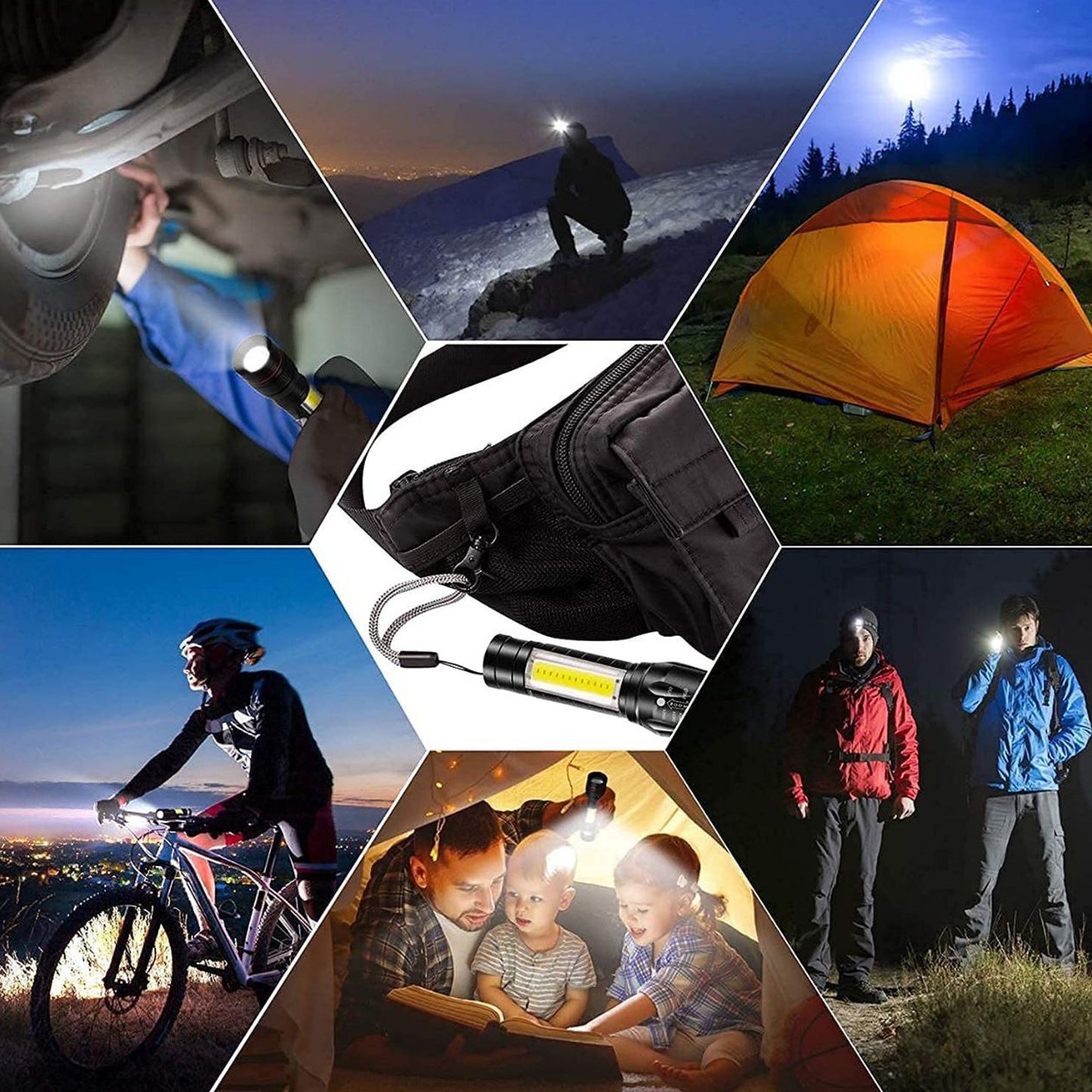 Waterproof Portable Led Flashlight Usb Rechargeable 3 Modes Light Flashlight - ( 2 Pack )
