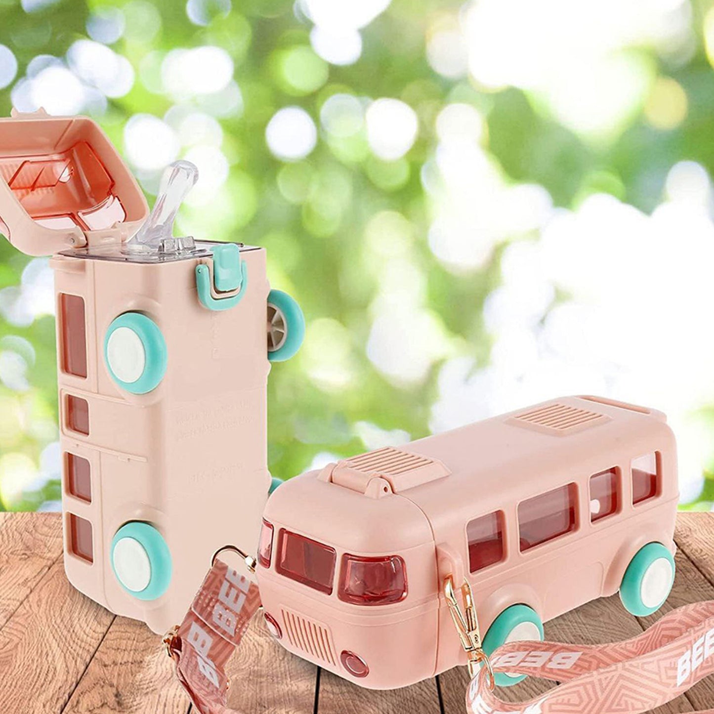 School Bus Theme Water Bottle, Kids Toys, Cute Water Bottle With Strap