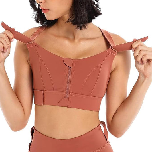 Zip Front High Impact Plus Size Sports Bra